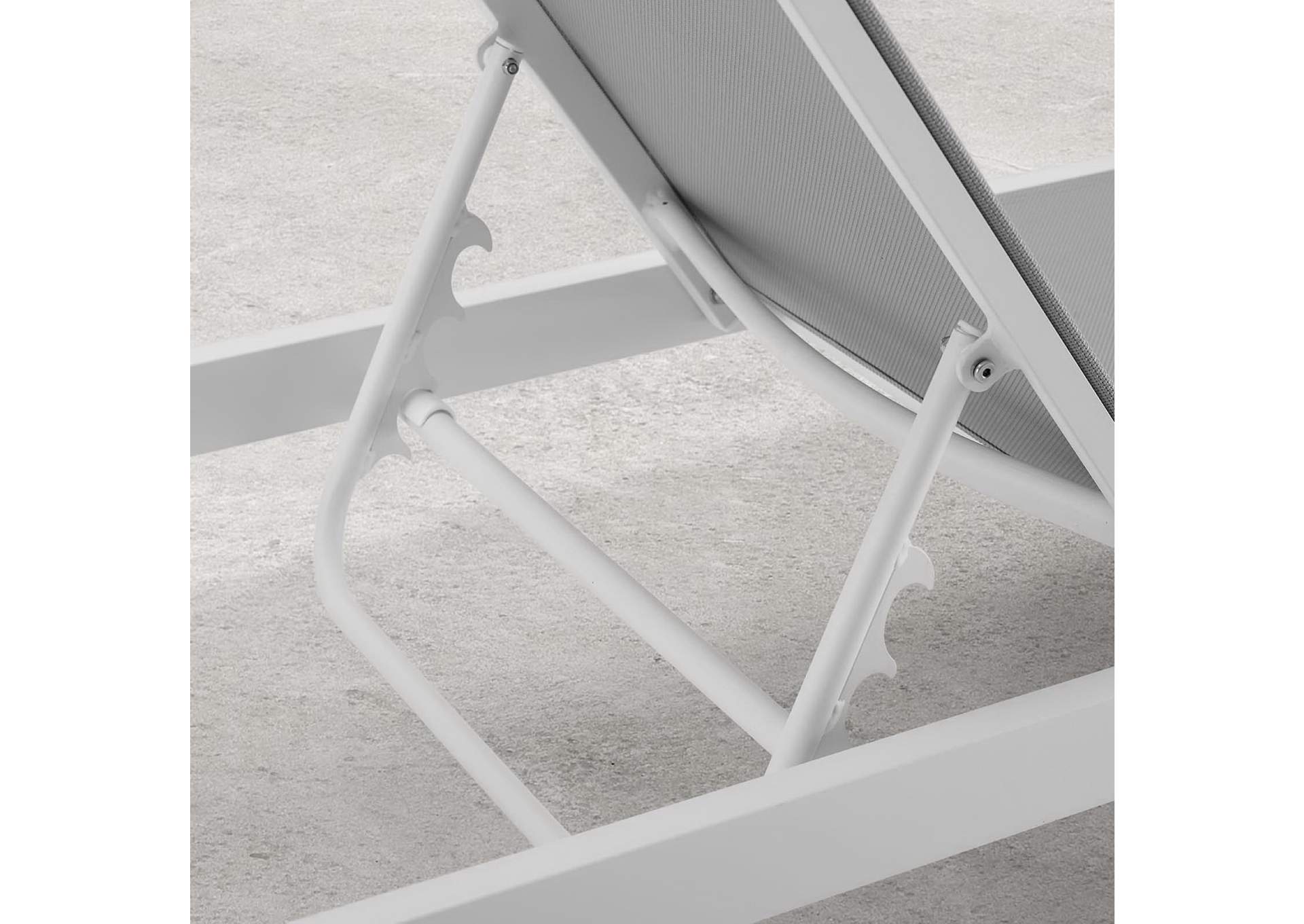 White Gray Charleston Outdoor Patio Chaise Lounge Chair,Modway