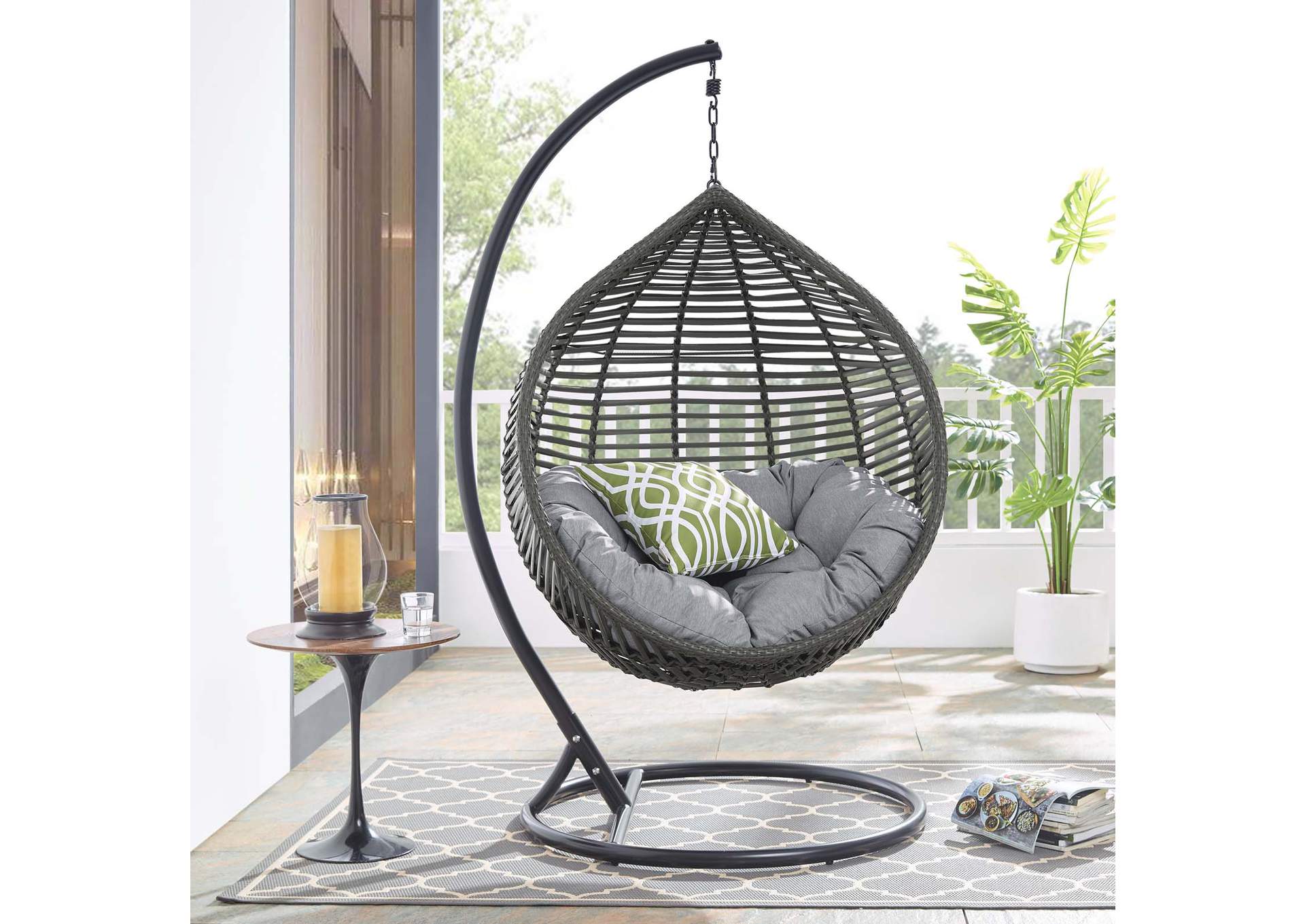 Gray Gray Garner Teardrop Outdoor Patio Swing Chair,Modway