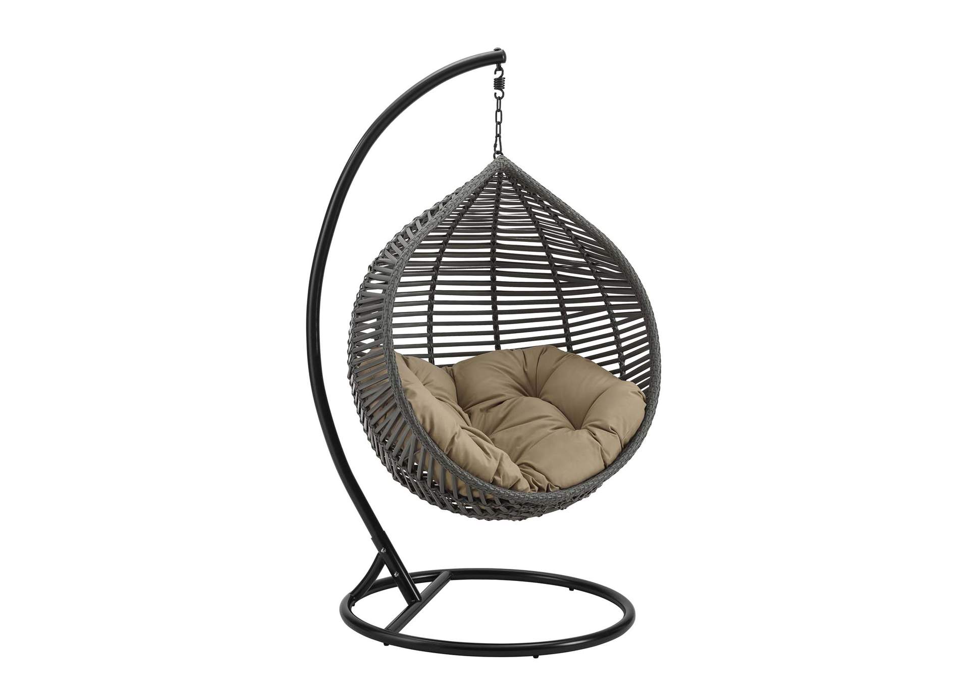 Gray Mocha Garner Teardrop Outdoor Patio Swing Chair,Modway