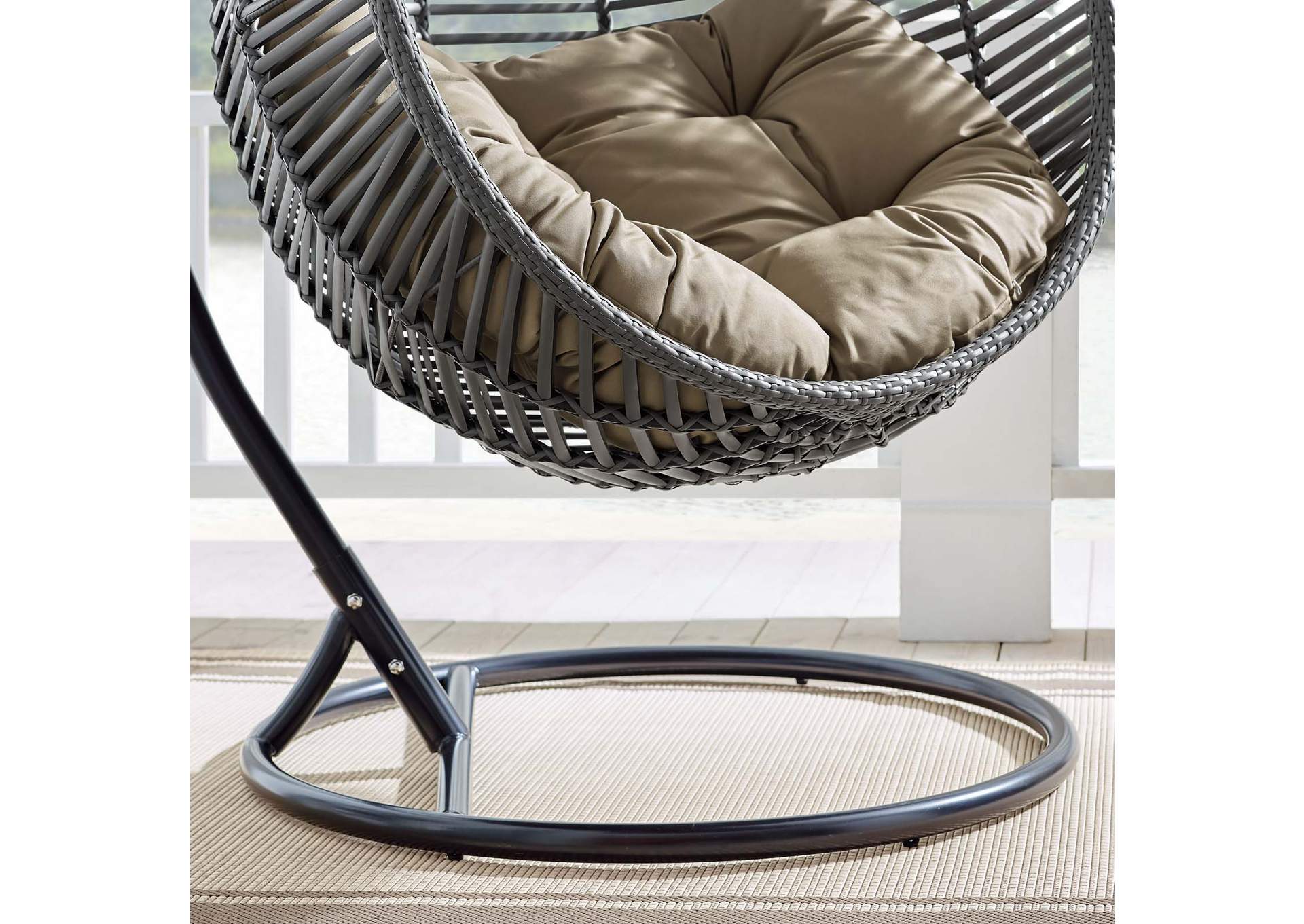 Gray Mocha Garner Teardrop Outdoor Patio Swing Chair,Modway