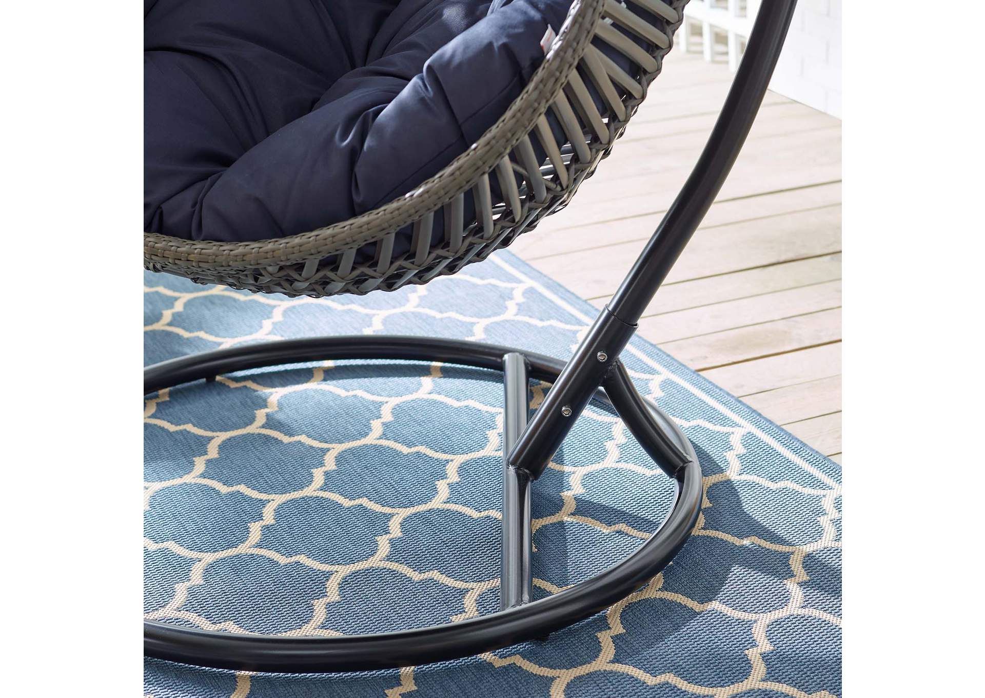 Gray Navy Garner Teardrop Outdoor Patio Swing Chair,Modway