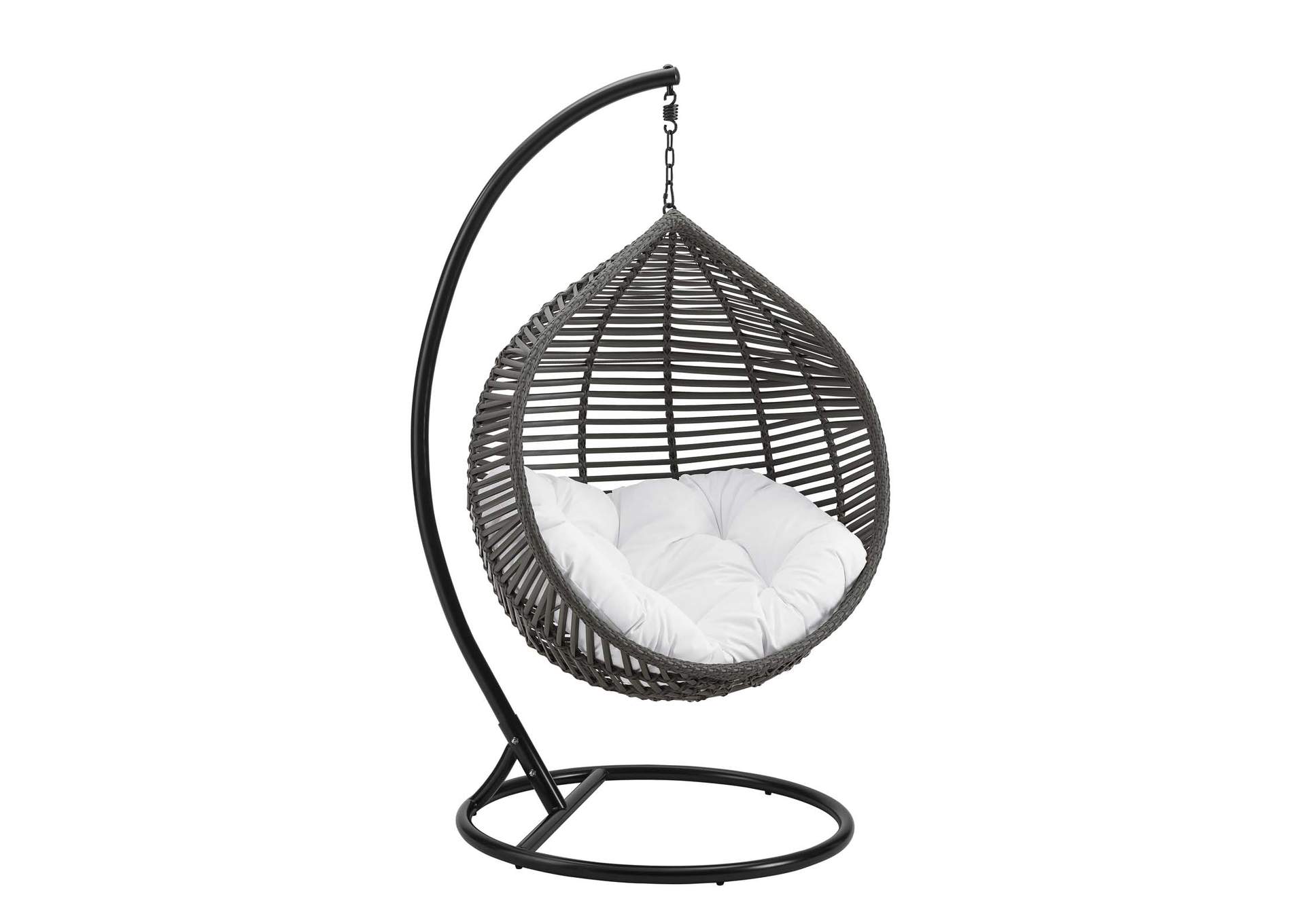 Gray White Garner Teardrop Outdoor Patio Swing Chair,Modway