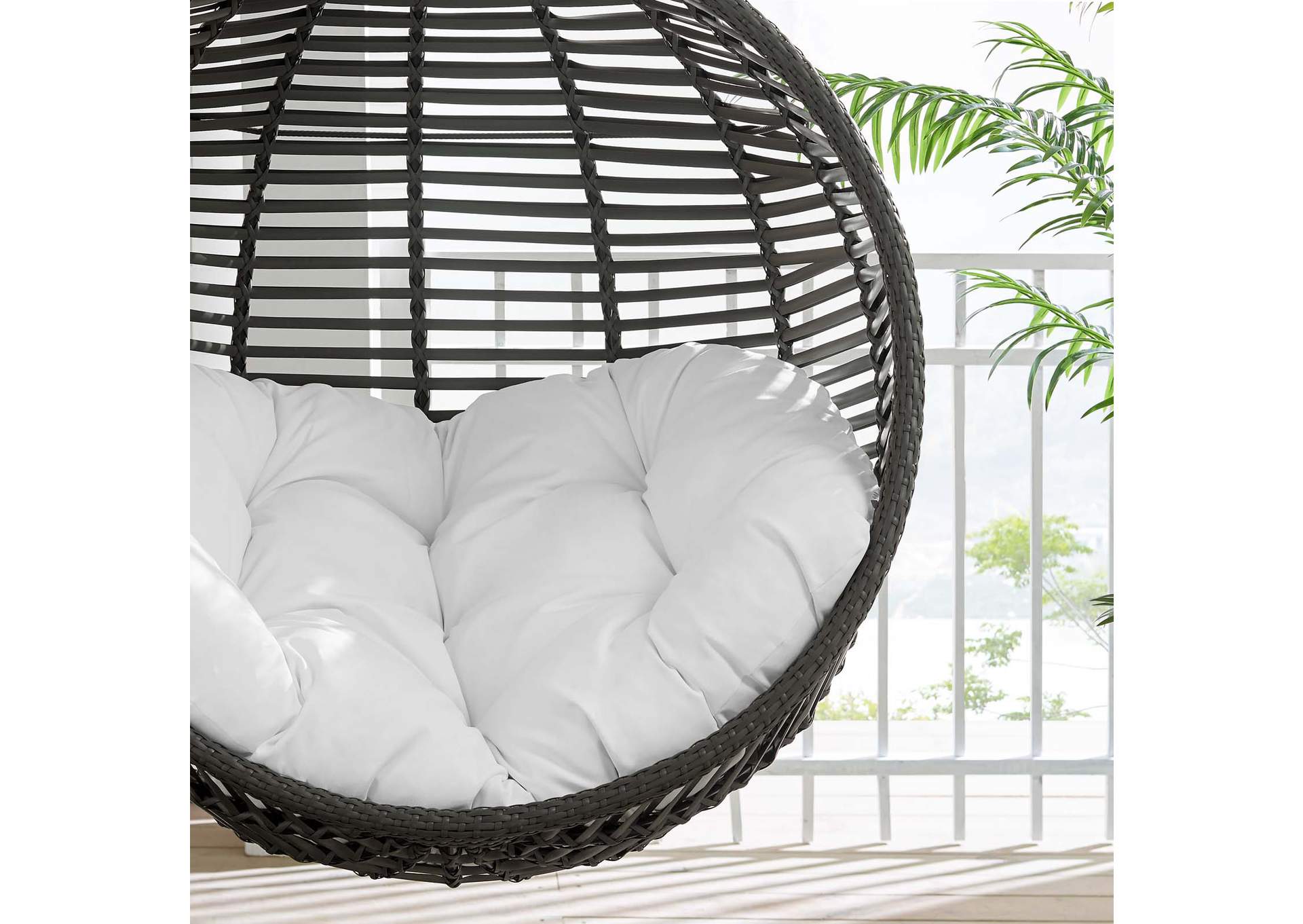 Gray White Garner Teardrop Outdoor Patio Swing Chair,Modway