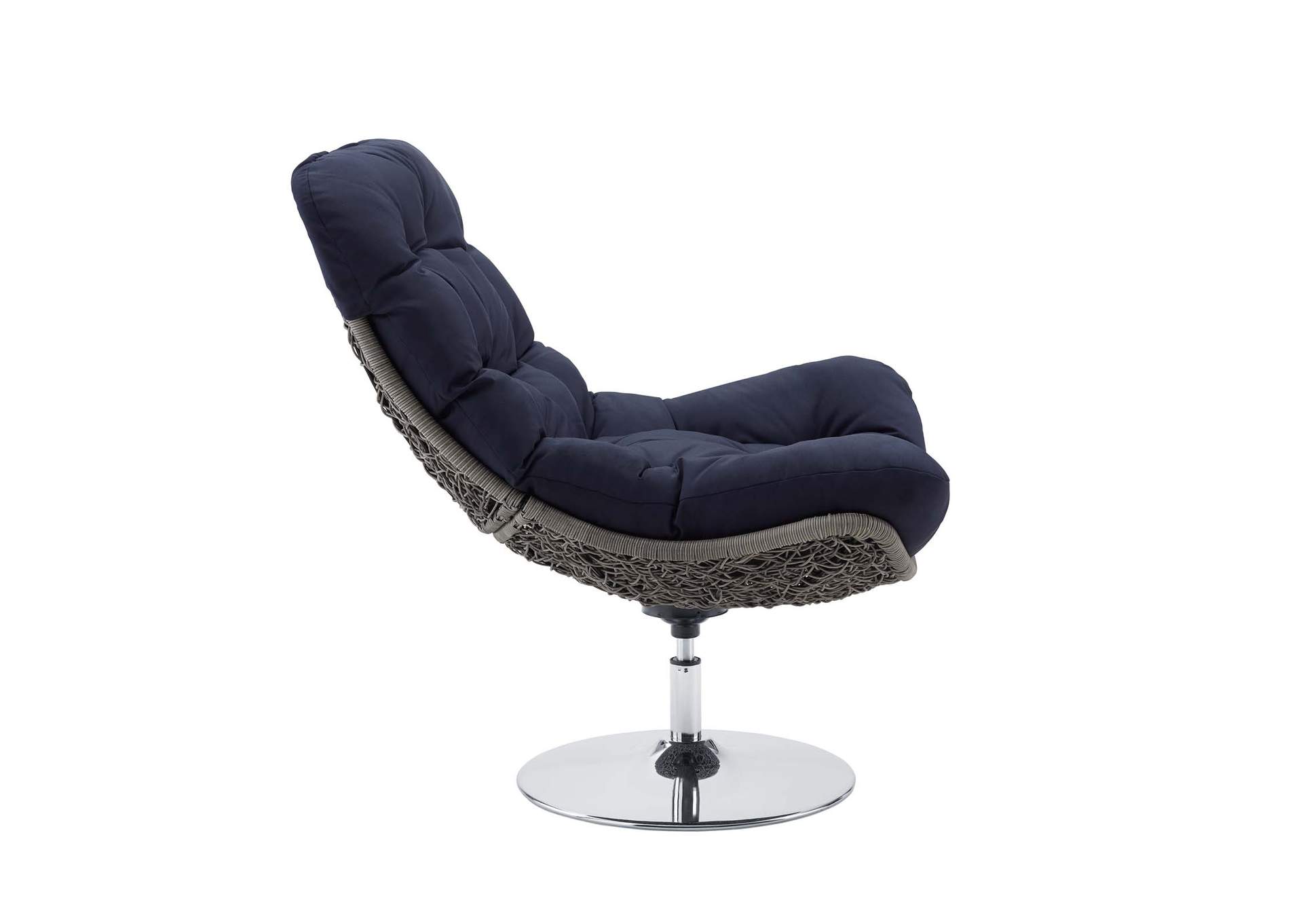 Light Gray Navy Brighton Wicker Rattan Outdoor Patio Swivel Lounge Chair,Modway