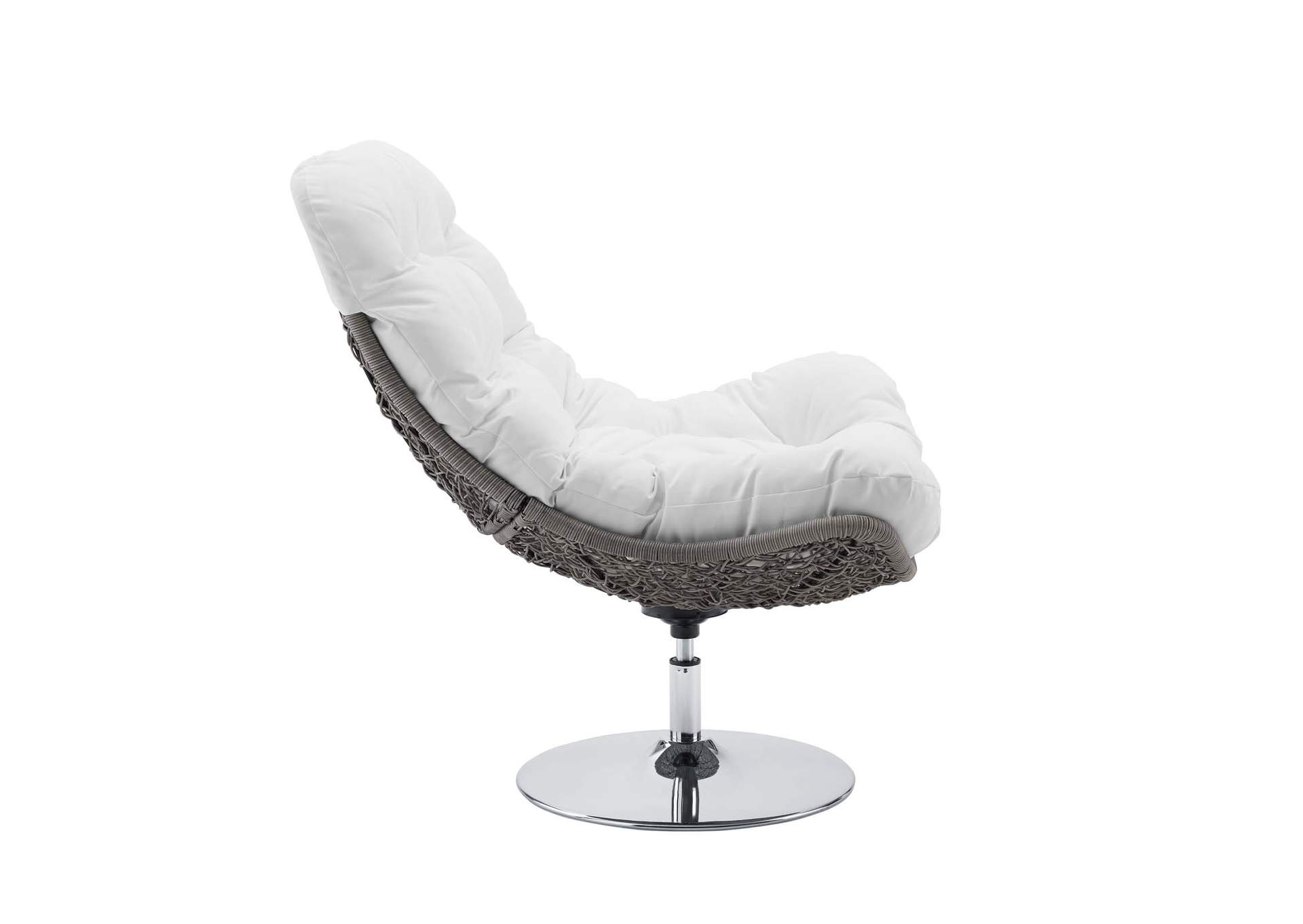 Light Gray White Brighton Wicker Rattan Outdoor Patio Swivel Lounge Chair,Modway