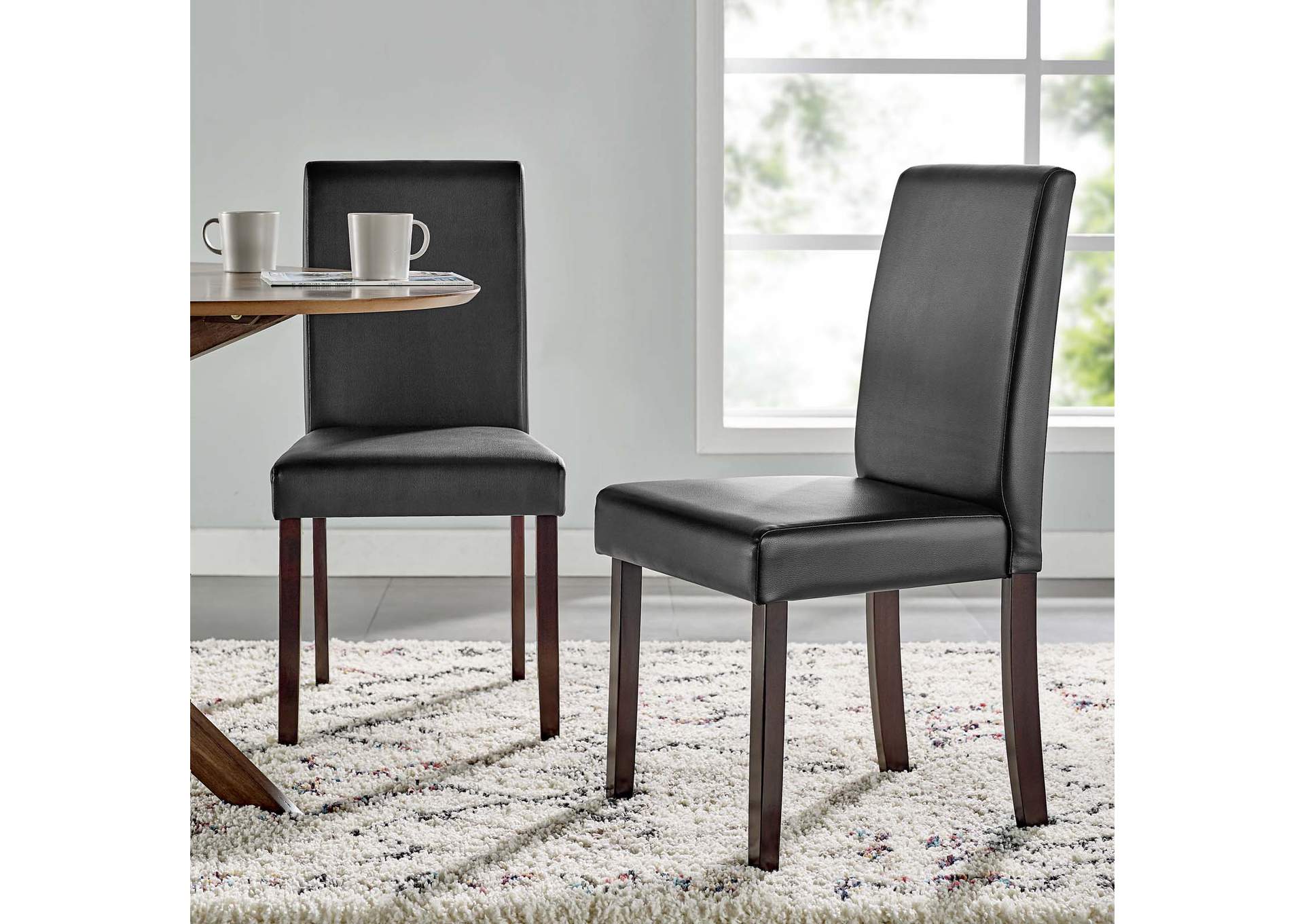 Black Prosper Faux Leather Dining Side Chair [Set of 2],Modway