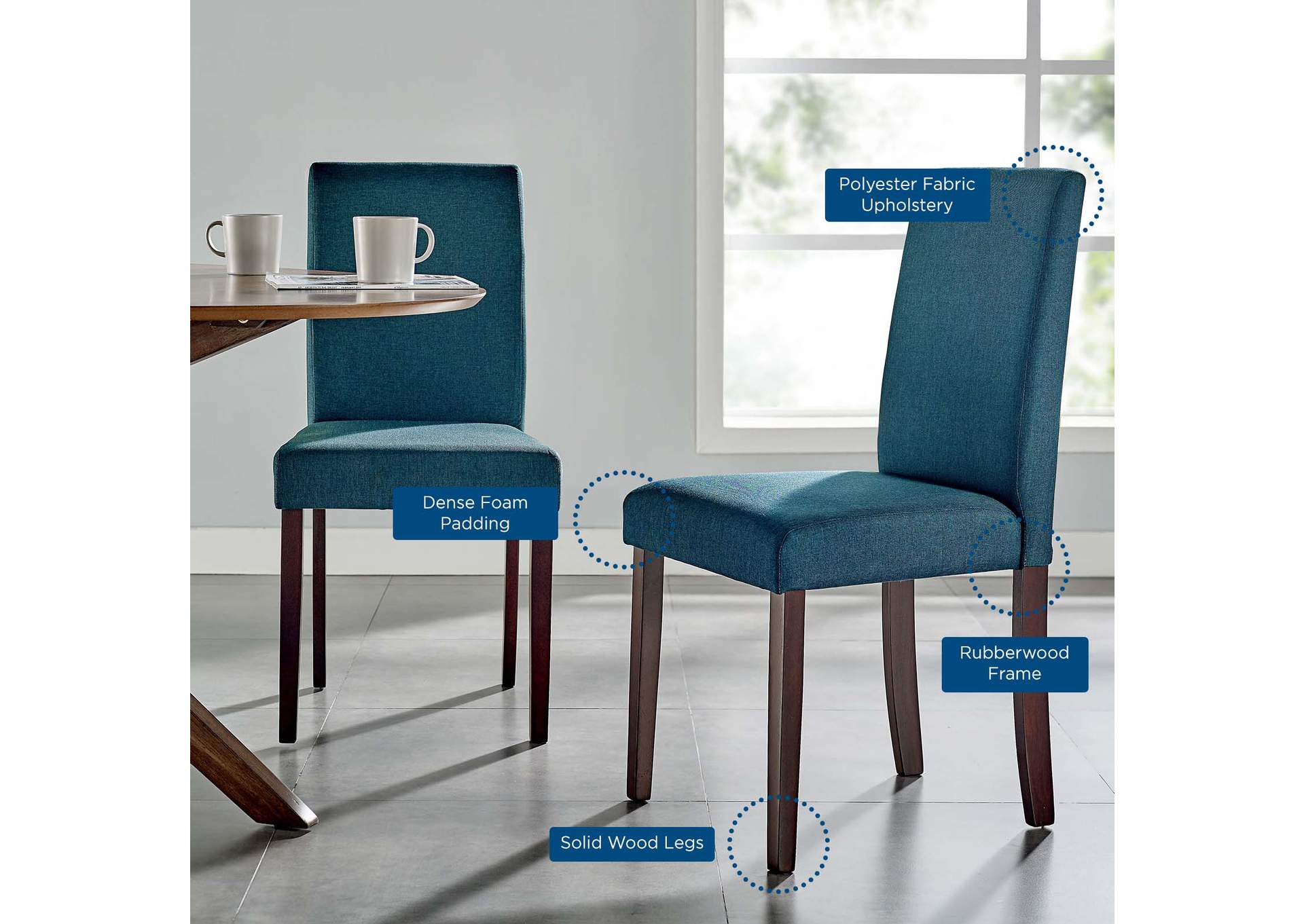 Blue Prosper Upholstered Fabric Dining Side Chair [Set of 2],Modway