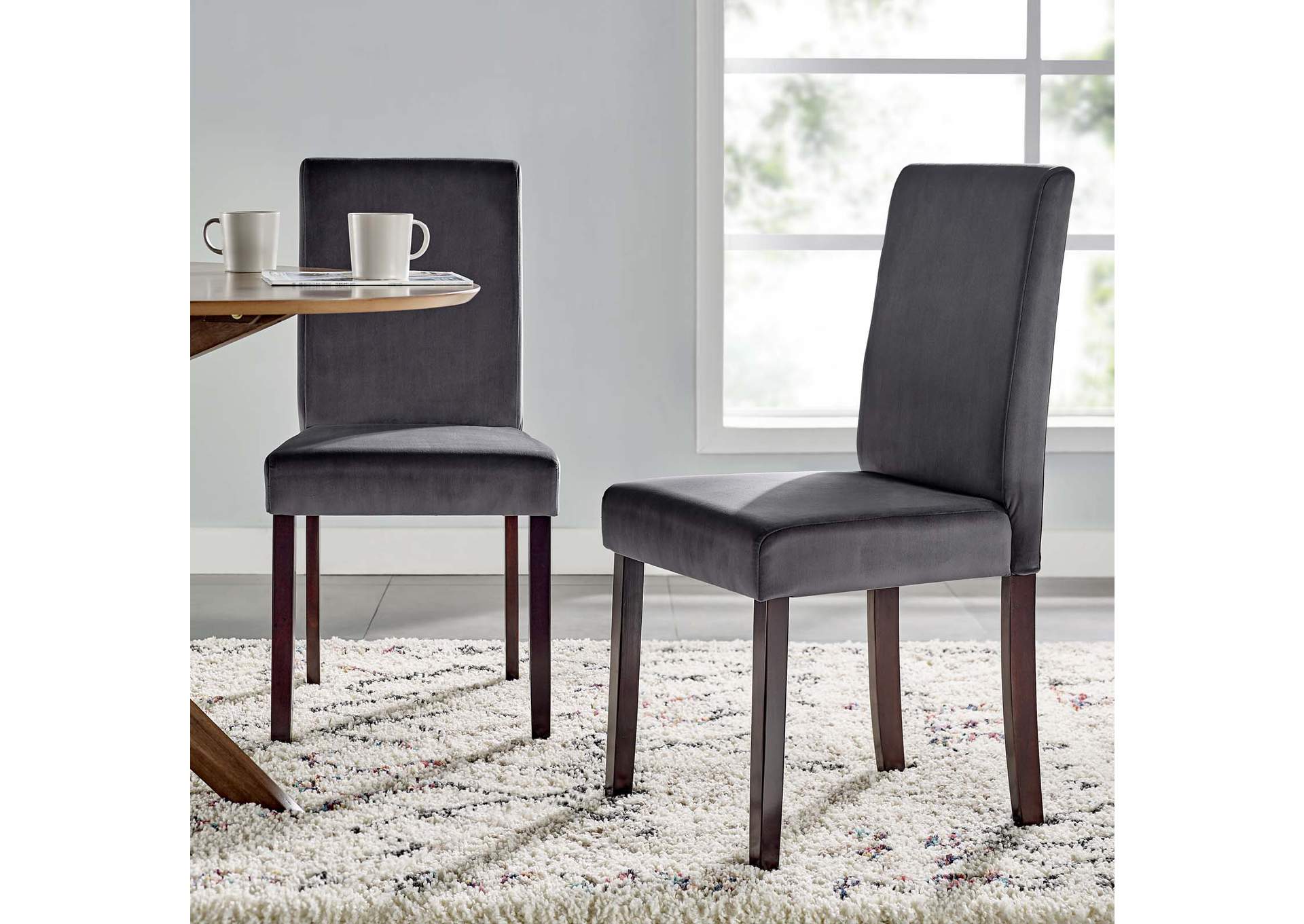Gray Prosper Upholstered Velvet Dining Side Chair [Set of 2],Modway