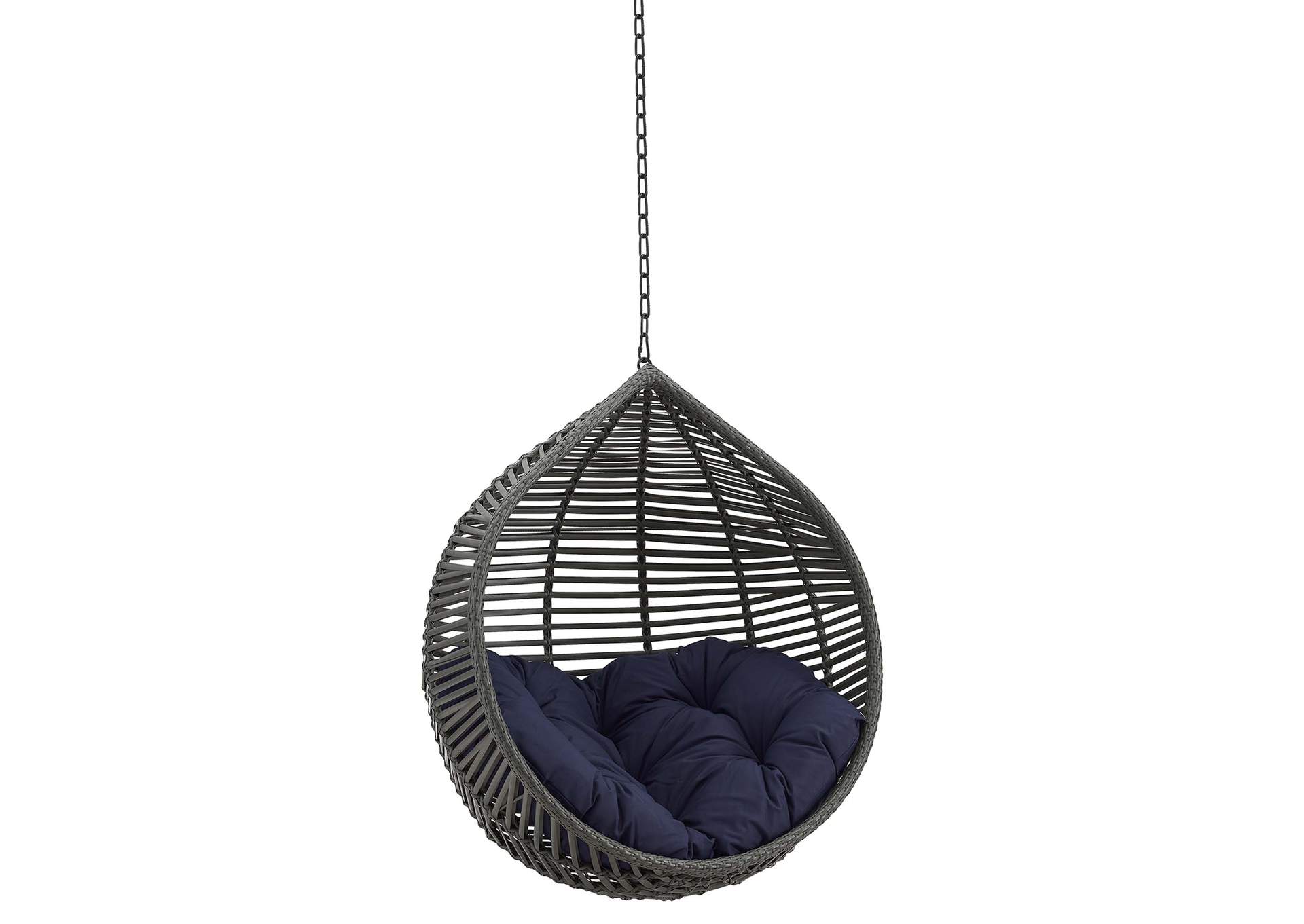 Gray Navy Garner Teardrop Outdoor Patio Swing Chair Without Stand,Modway