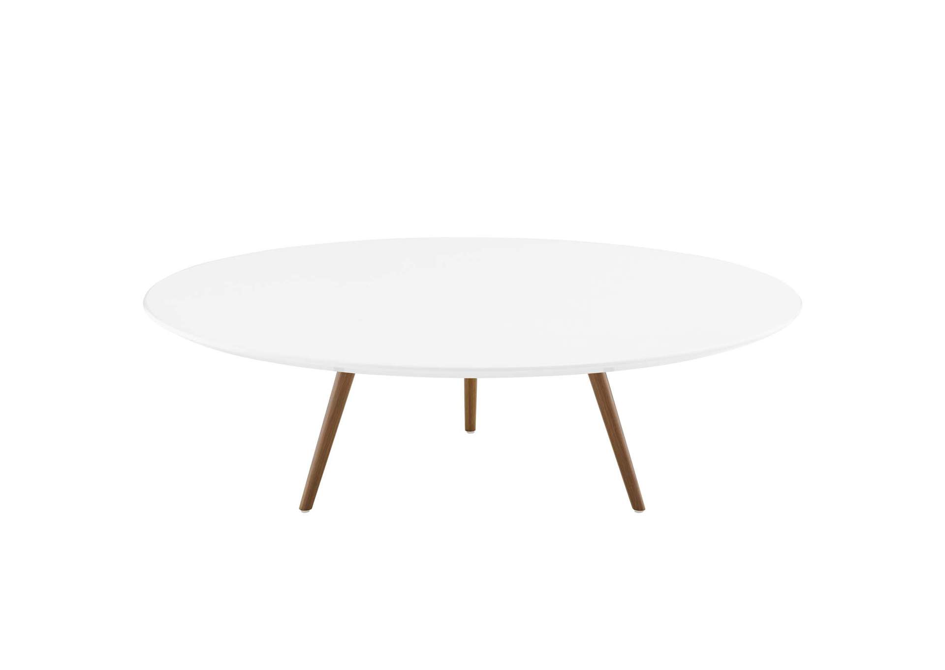 Walnut White Lippa 47" Round Wood Top Coffee Table with Tripod Base,Modway