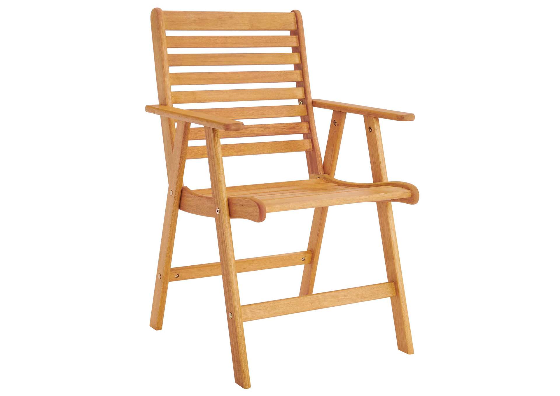 Natural Hatteras Outdoor Patio Eucalyptus Wood Arm Dining Chair,Modway