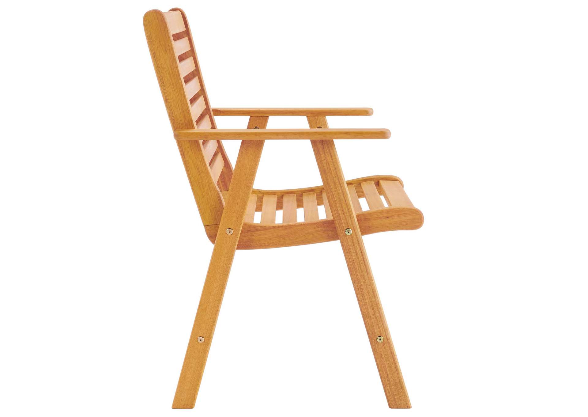 Natural Hatteras Outdoor Patio Eucalyptus Wood Arm Dining Chair,Modway