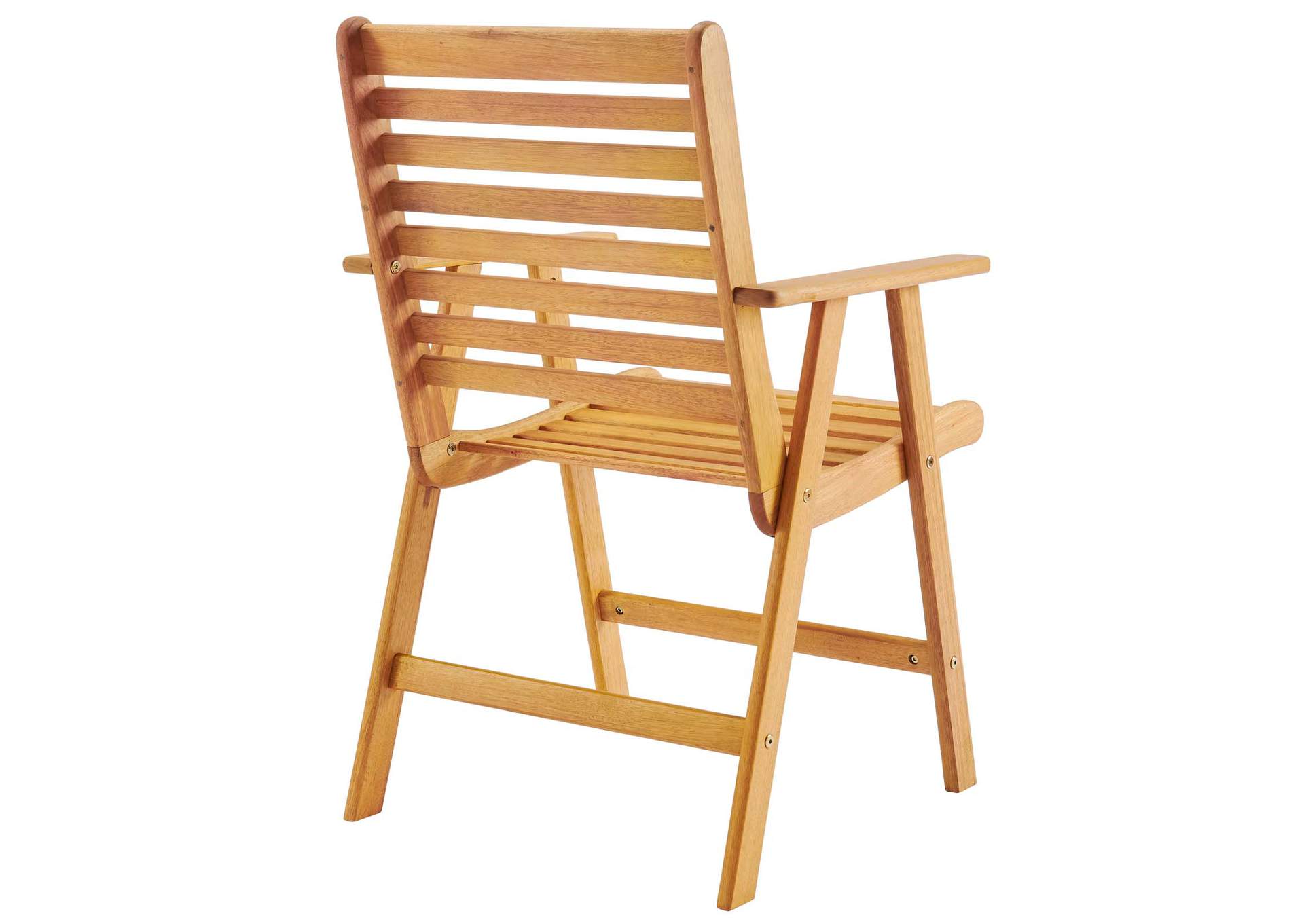 Natural Hatteras Outdoor Patio Eucalyptus Wood Arm Dining Chair,Modway
