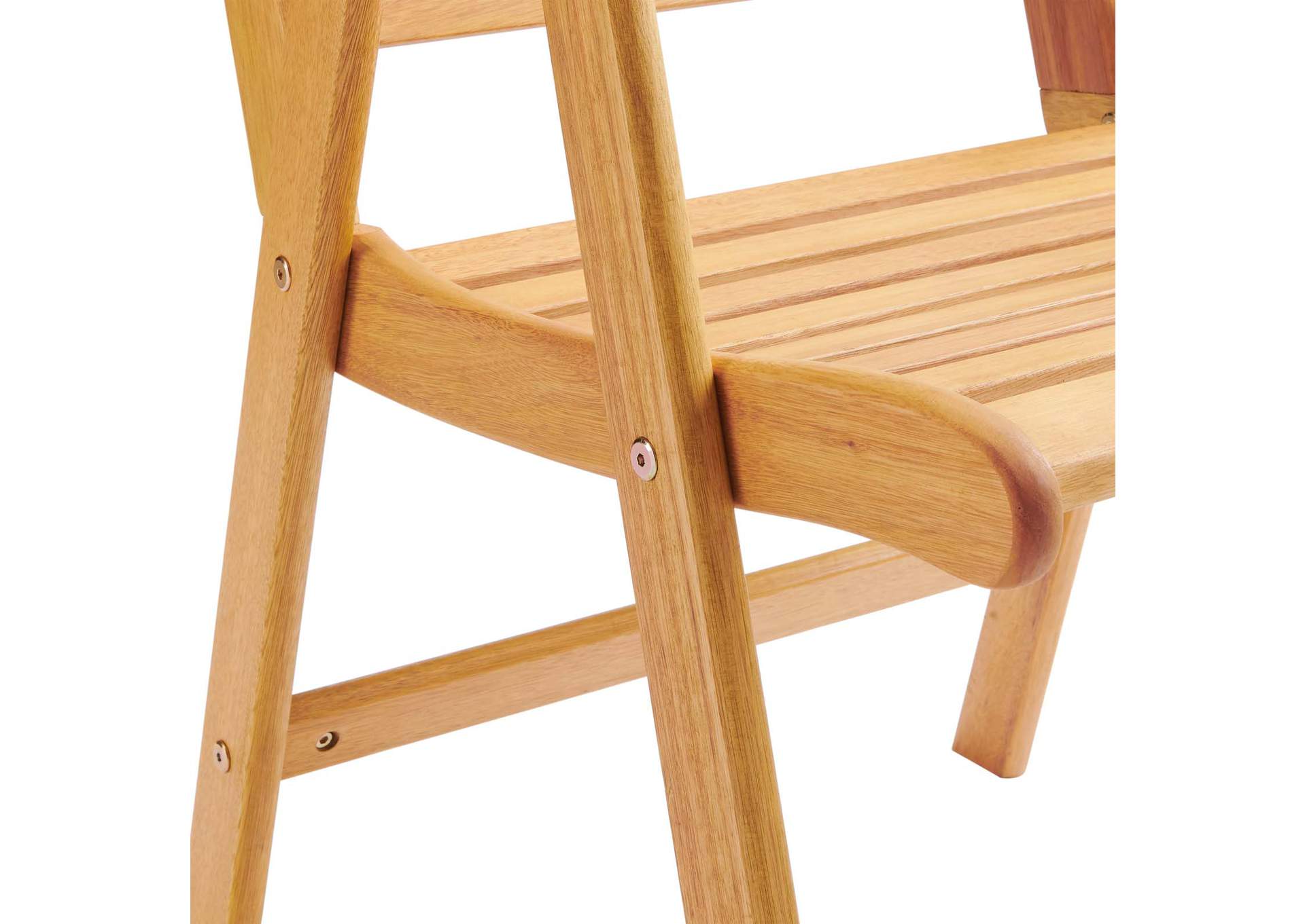 Natural Hatteras Outdoor Patio Eucalyptus Wood Arm Dining Chair,Modway