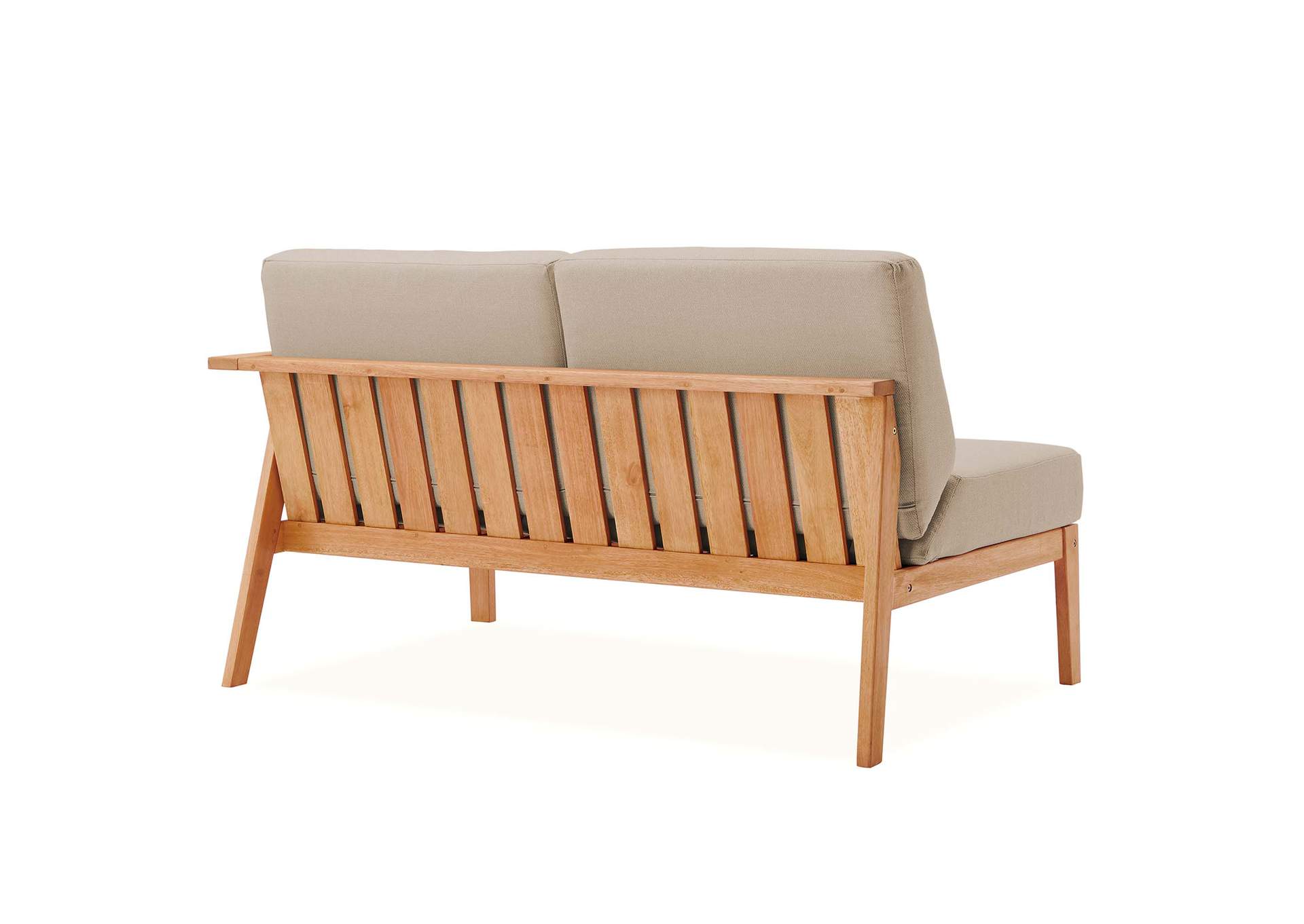 Natural Taupe Sedona Outdoor Patio Eucalyptus Wood Right-Facing Loveseat,Modway