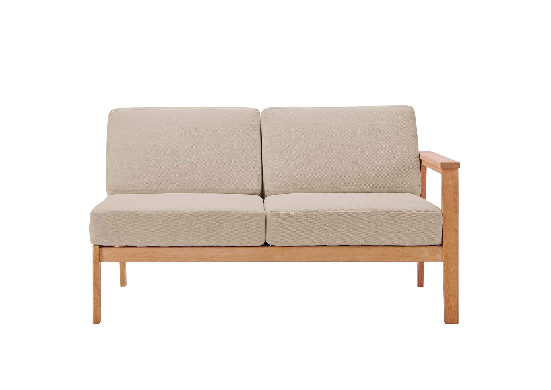 Natural Taupe Sedona Outdoor Patio Eucalyptus Wood Right-Facing Loveseat,Modway