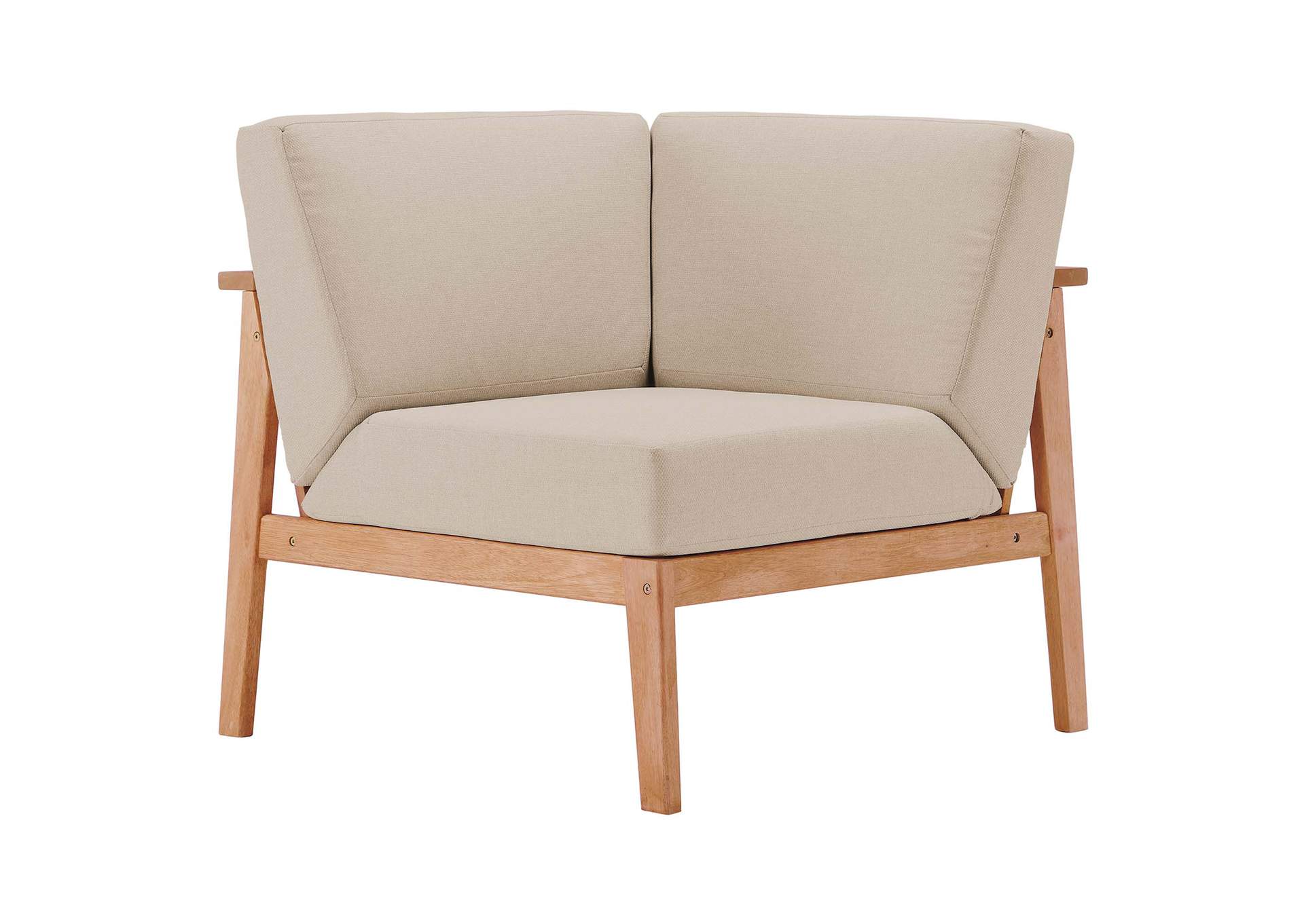 Natural Taupe Sedona Outdoor Patio Eucalyptus Wood Sectional Sofa Corner Chair,Modway