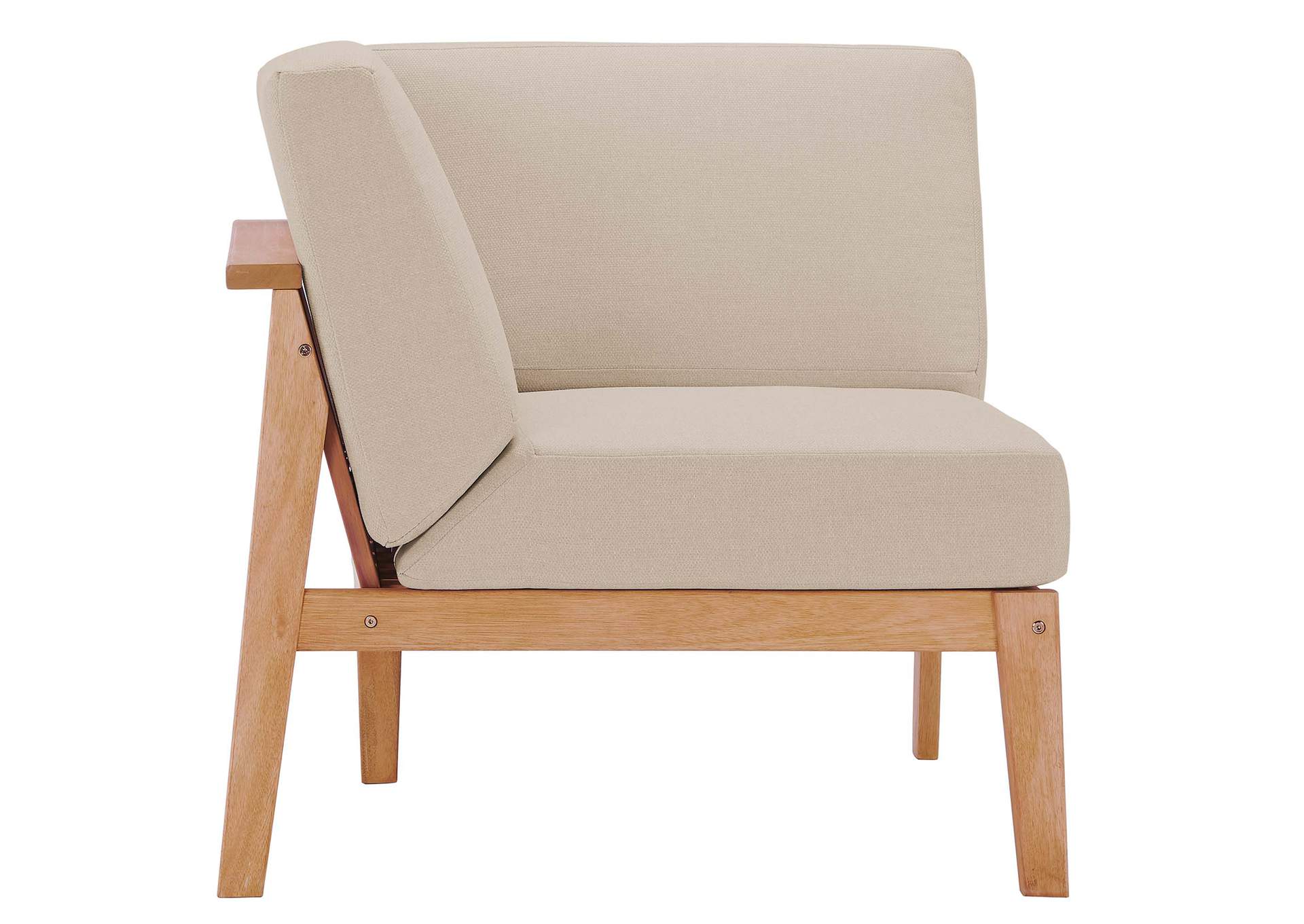 Natural Taupe Sedona Outdoor Patio Eucalyptus Wood Sectional Sofa Corner Chair,Modway