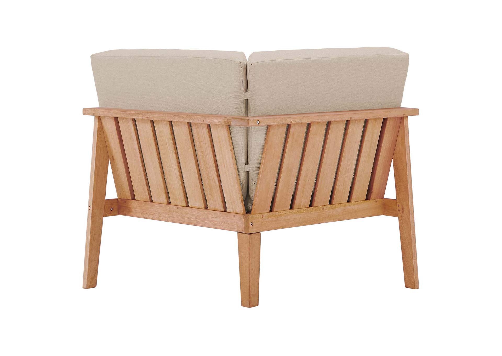 Natural Taupe Sedona Outdoor Patio Eucalyptus Wood Sectional Sofa Corner Chair,Modway