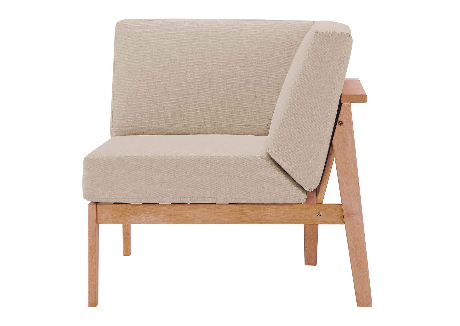 Natural Taupe Sedona Outdoor Patio Eucalyptus Wood Sectional Sofa Corner Chair,Modway