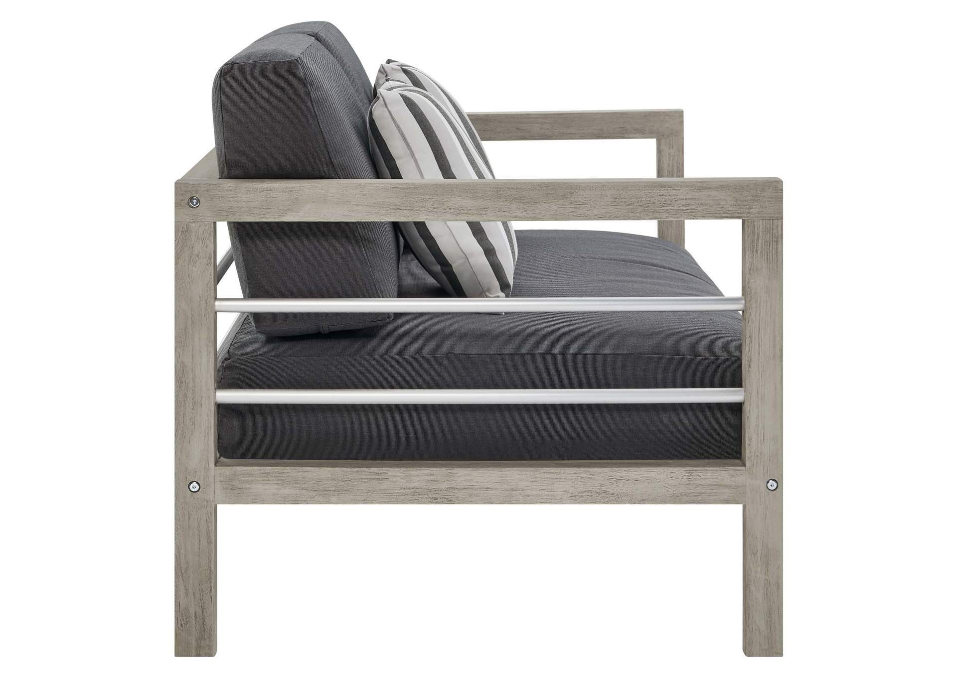 Light Gray Wiscasset Outdoor Patio Acacia Wood Loveseat,Modway