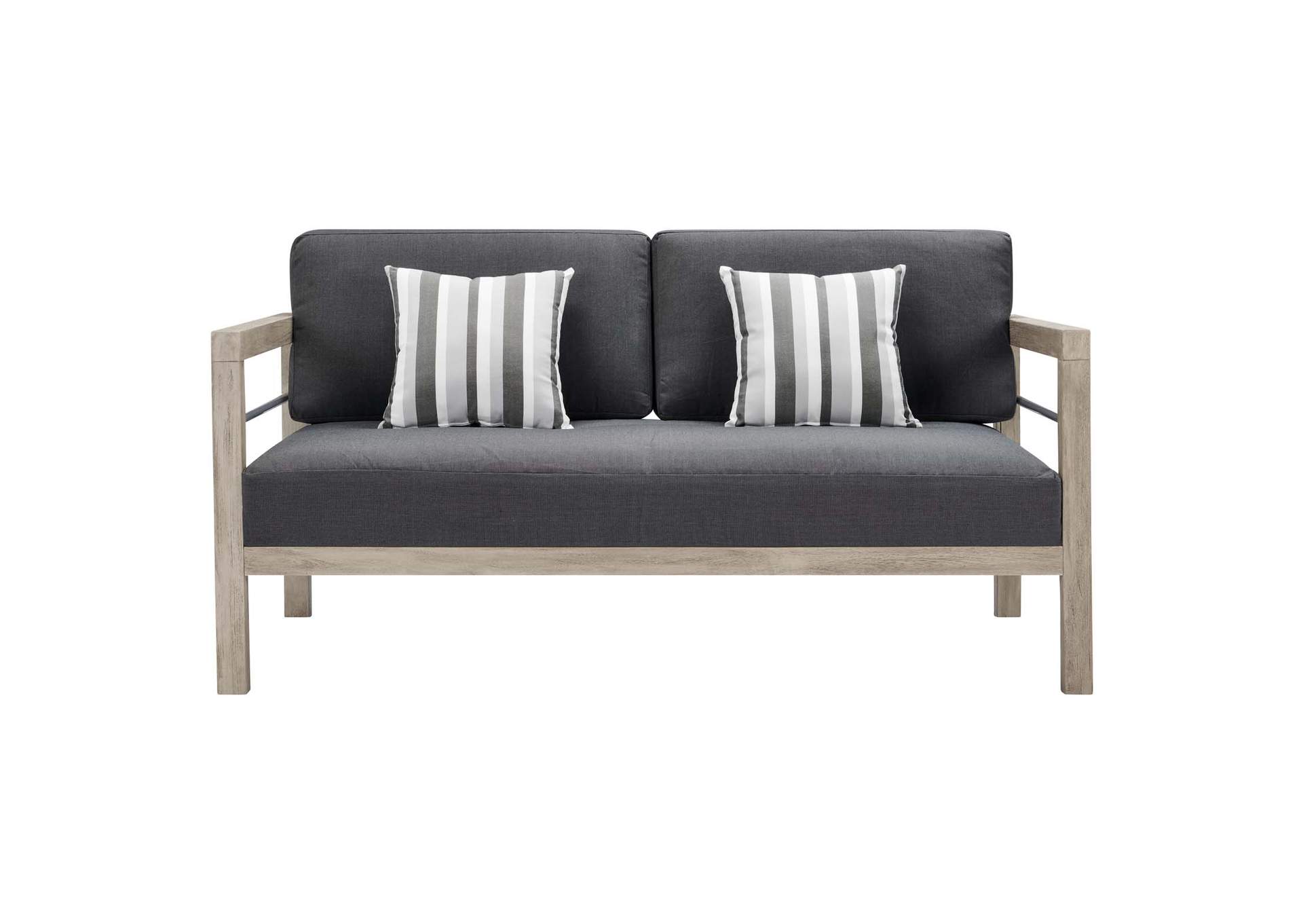 Light Gray Wiscasset Outdoor Patio Acacia Wood Loveseat,Modway