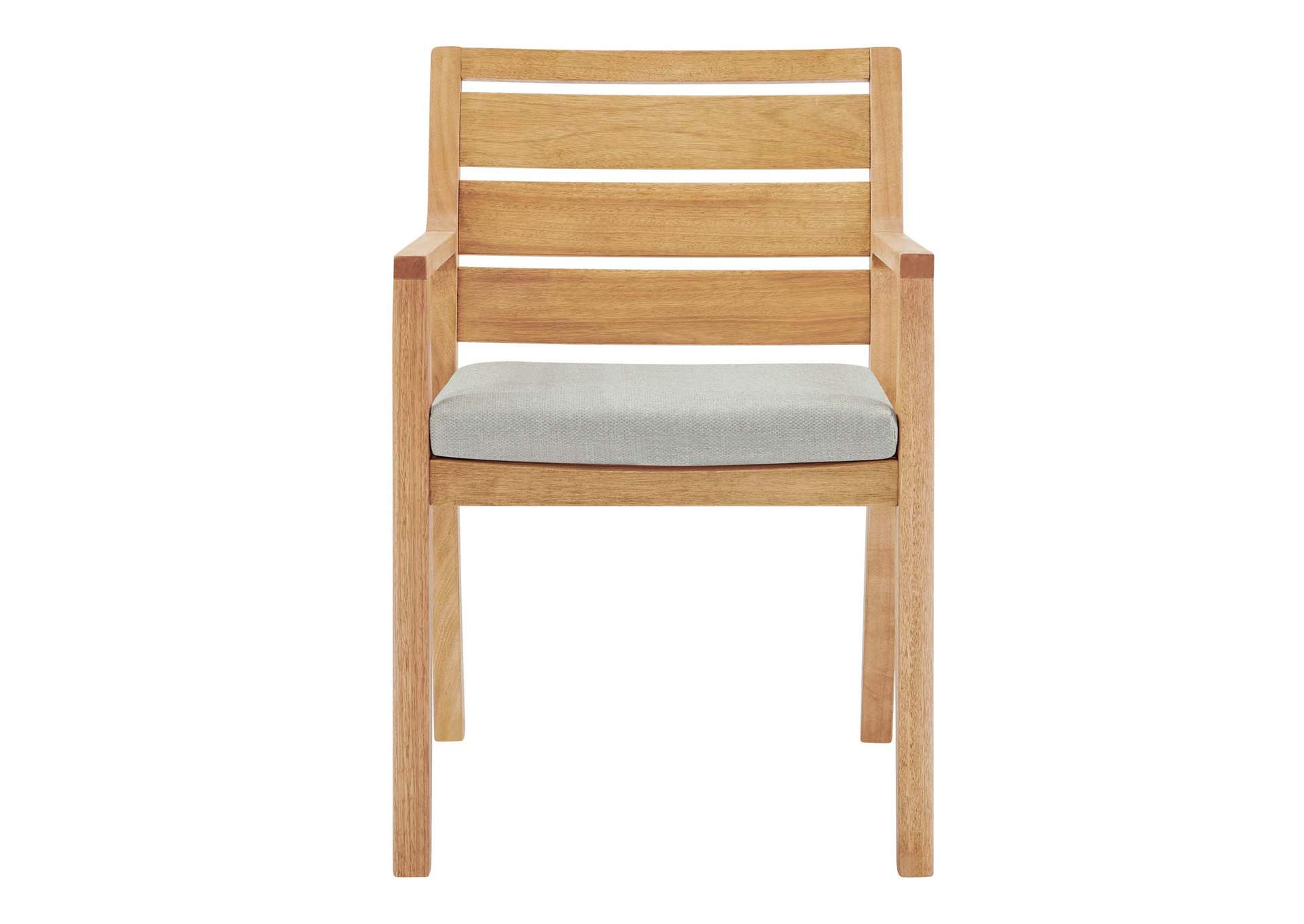 Natural Taupe Portsmouth Karri Wood Outdoor Patio Arm Dining Chair,Modway