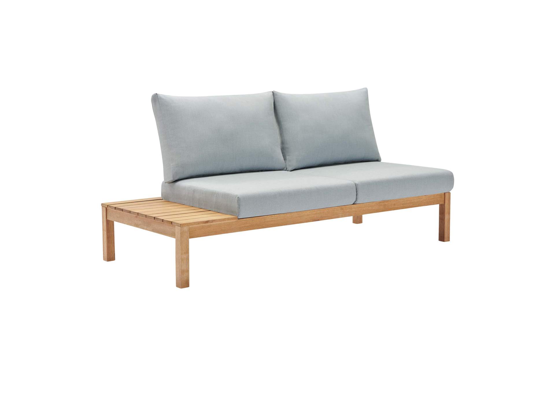 Natural Light Blue Freeport Karri Wood Outdoor Patio Loveseat with Left-Facing Side End Table,Modway