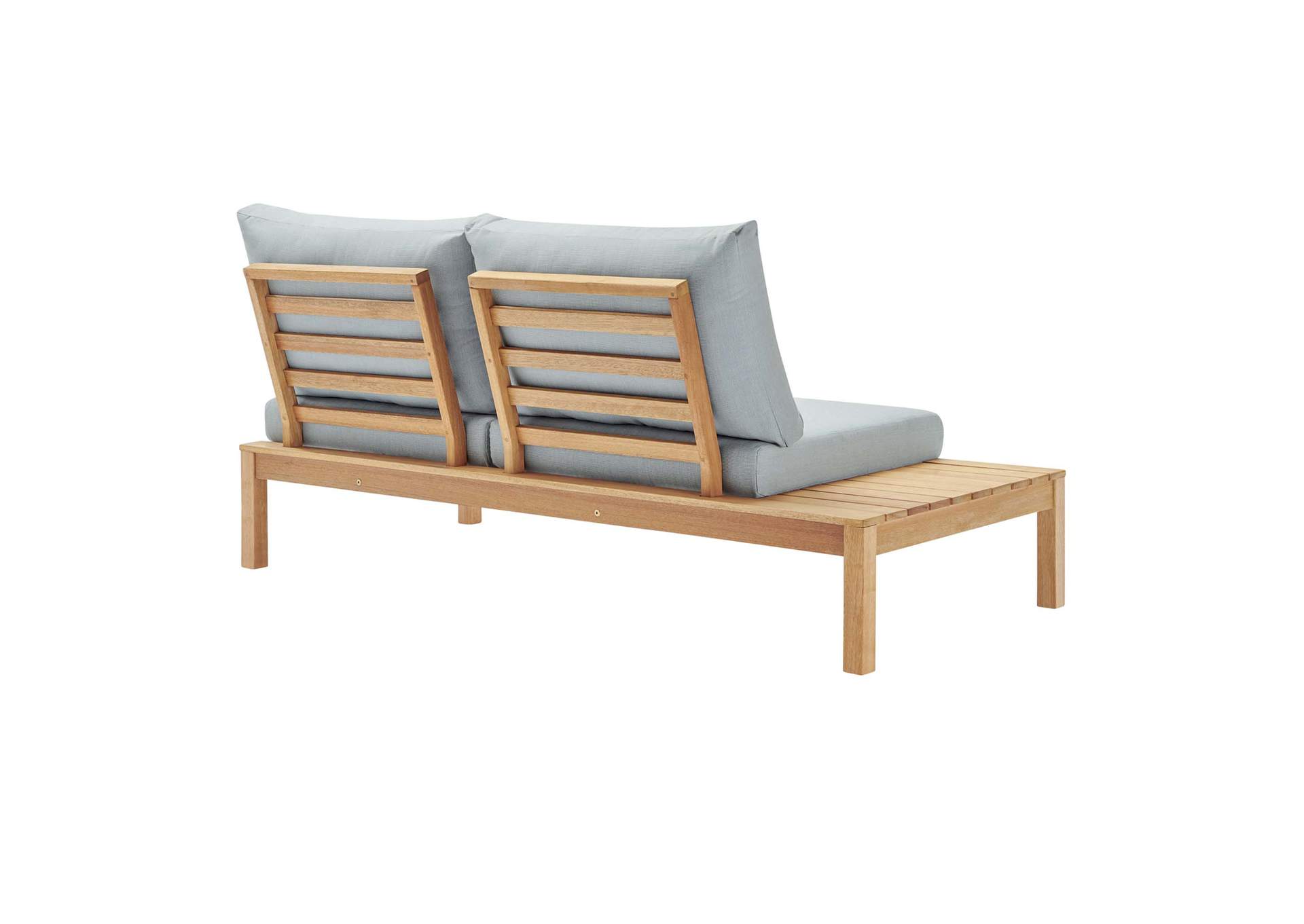 Natural Light Blue Freeport Karri Wood Outdoor Patio Loveseat with Left-Facing Side End Table,Modway