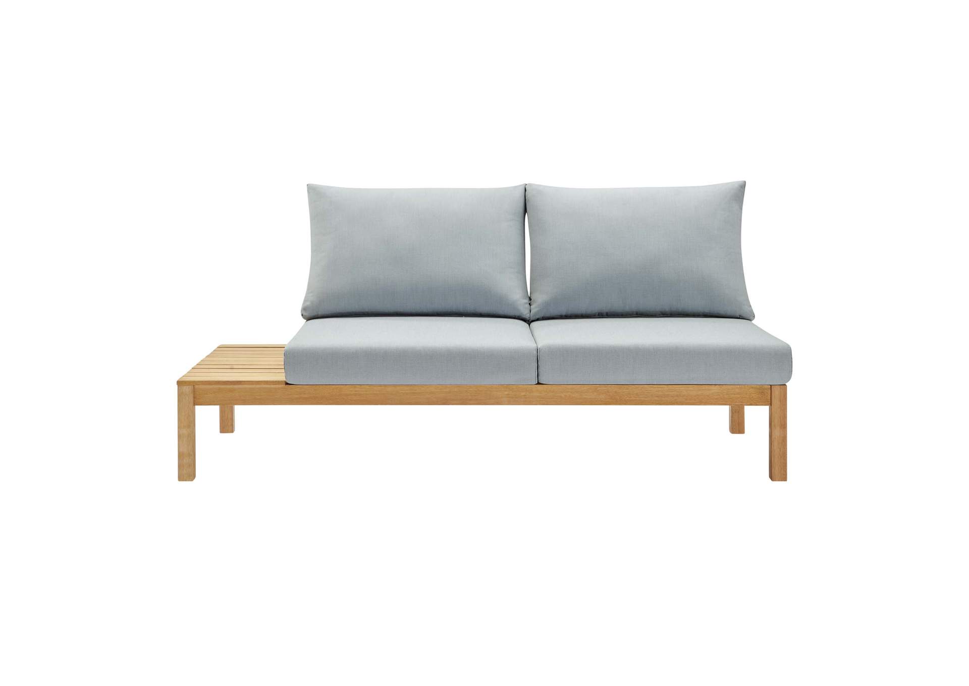 Natural Light Blue Freeport Karri Wood Outdoor Patio Loveseat with Left-Facing Side End Table,Modway