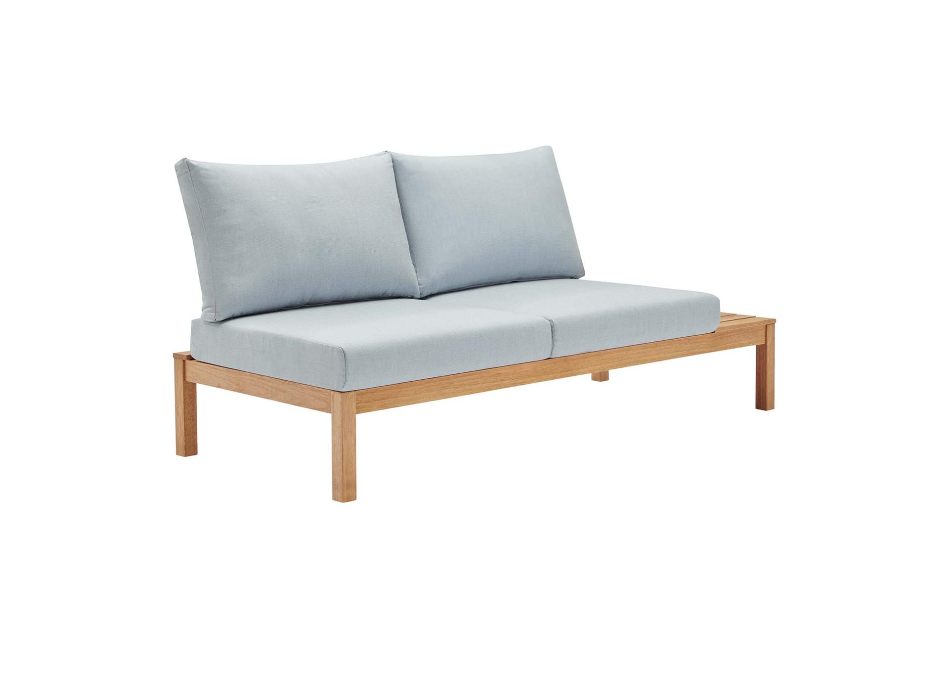 Natural Light Blue Freeport Karri Wood Outdoor Patio Loveseat with Right-Facing Side End Table,Modway