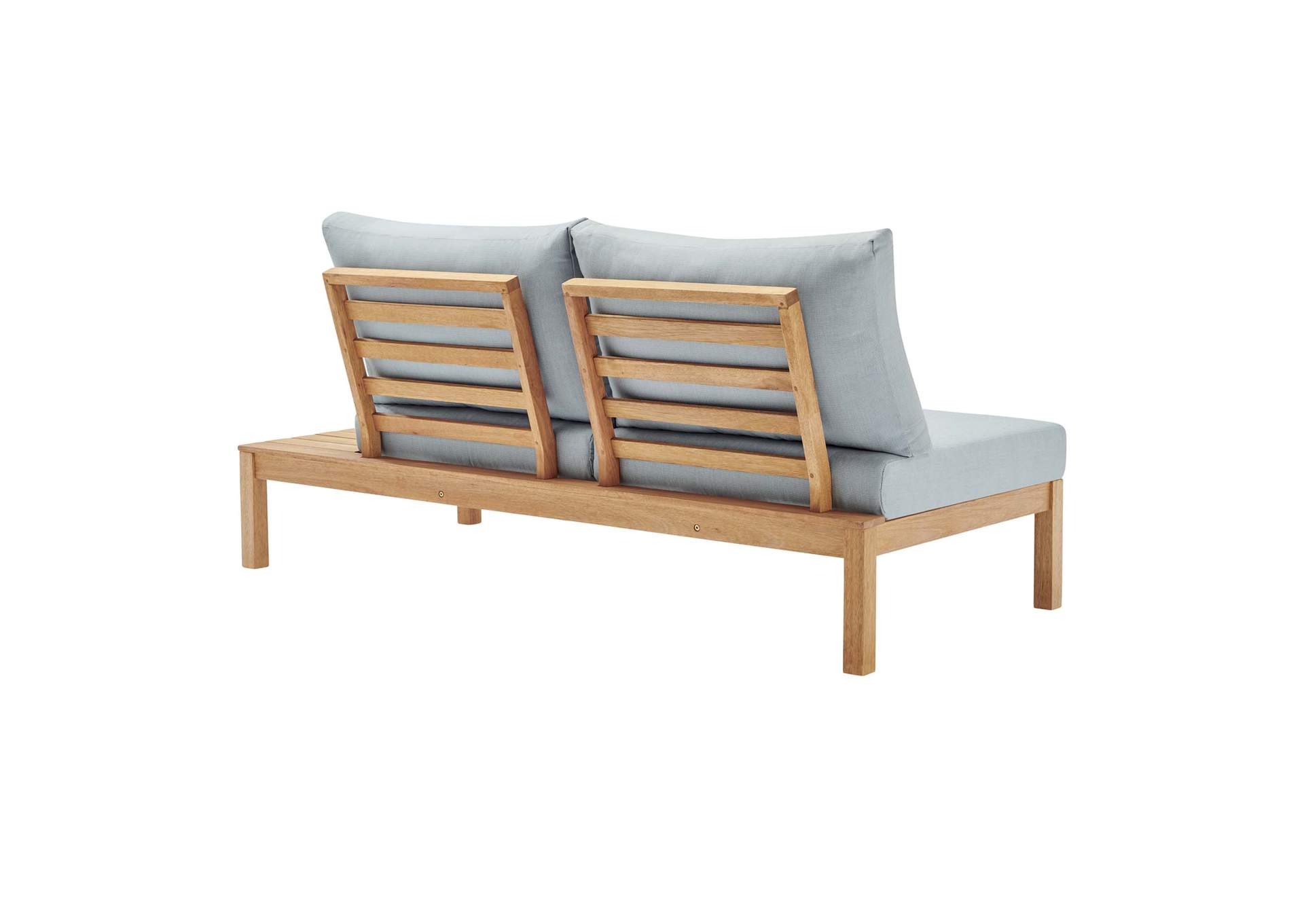 Natural Light Blue Freeport Karri Wood Outdoor Patio Loveseat with Right-Facing Side End Table,Modway