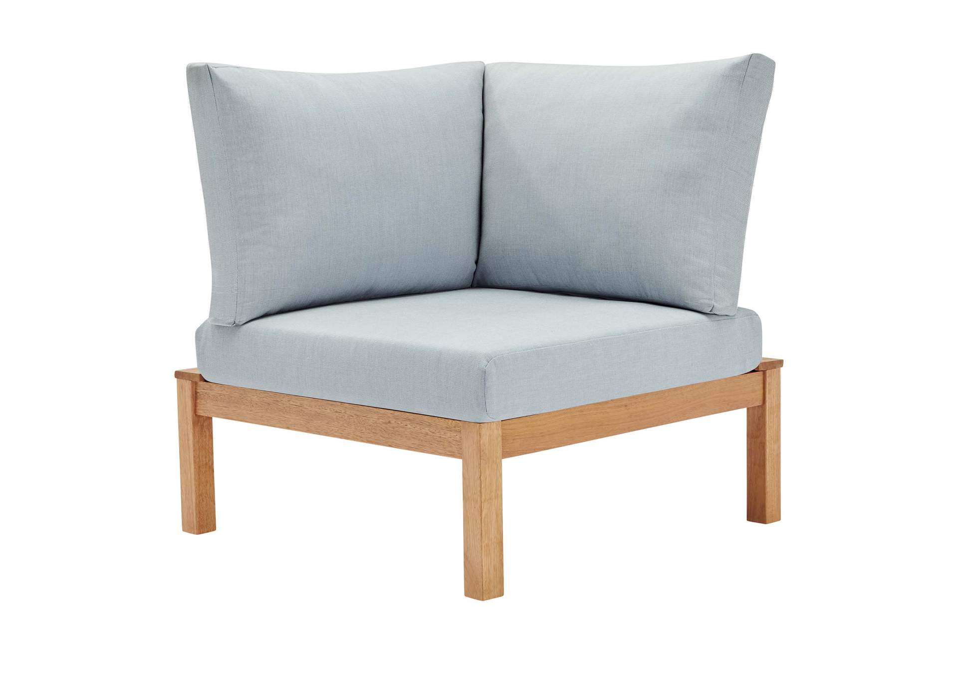 Natural Light Blue Freeport Karri Wood Sectional Sofa Outdoor Patio Corner Chair,Modway