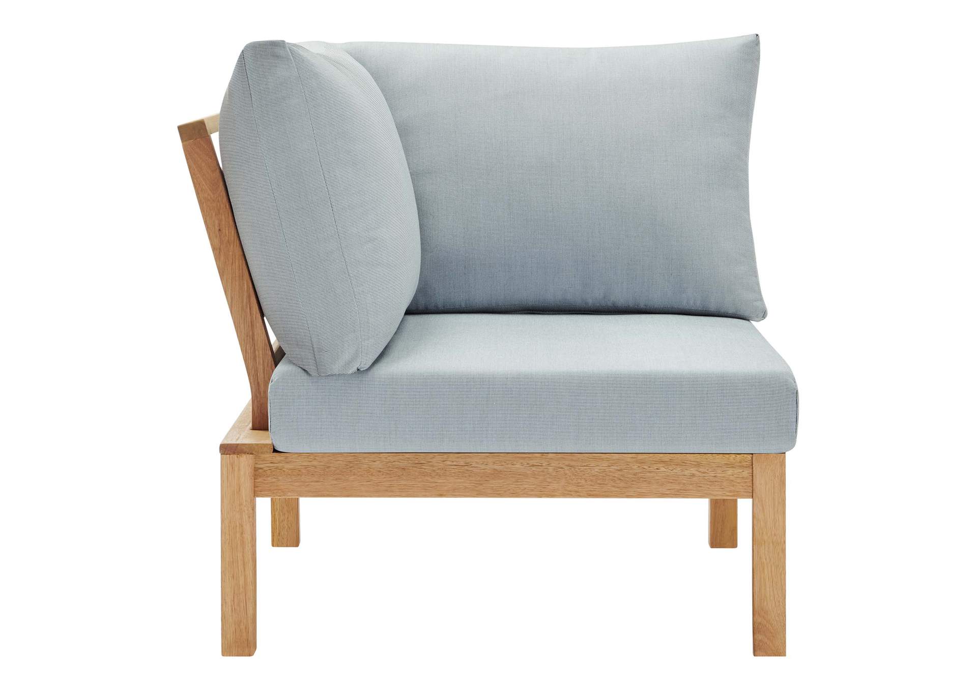 Natural Light Blue Freeport Karri Wood Sectional Sofa Outdoor Patio Corner Chair,Modway