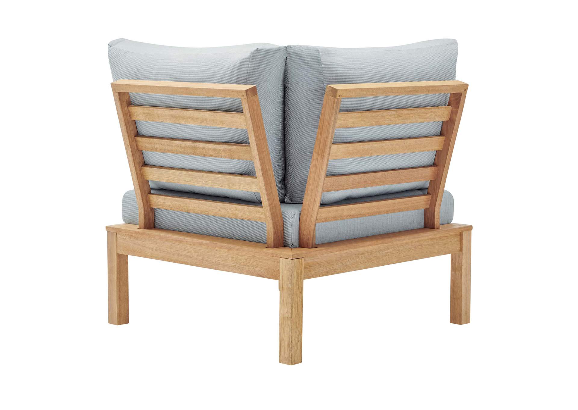 Natural Light Blue Freeport Karri Wood Sectional Sofa Outdoor Patio Corner Chair,Modway