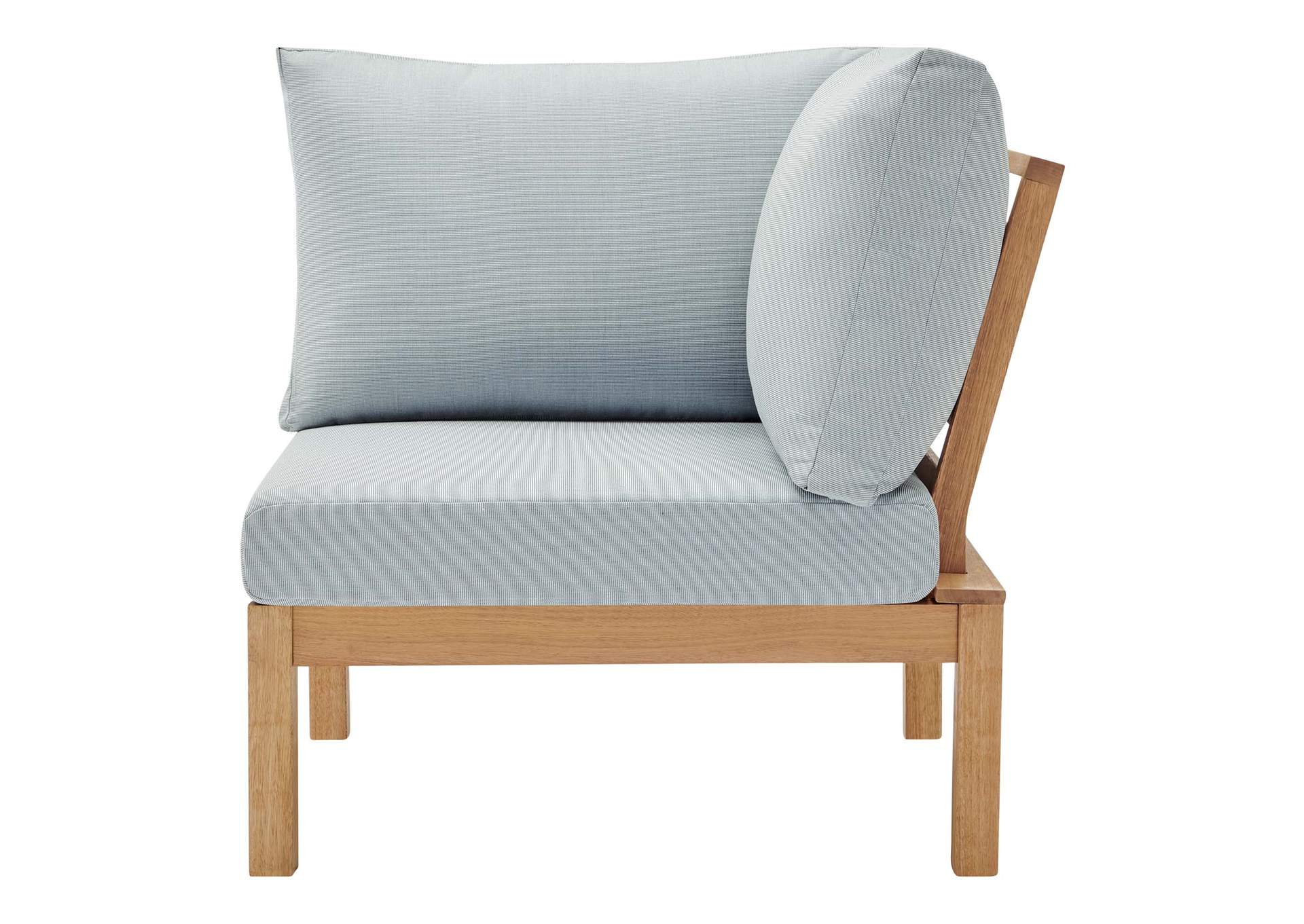 Natural Light Blue Freeport Karri Wood Sectional Sofa Outdoor Patio Corner Chair,Modway