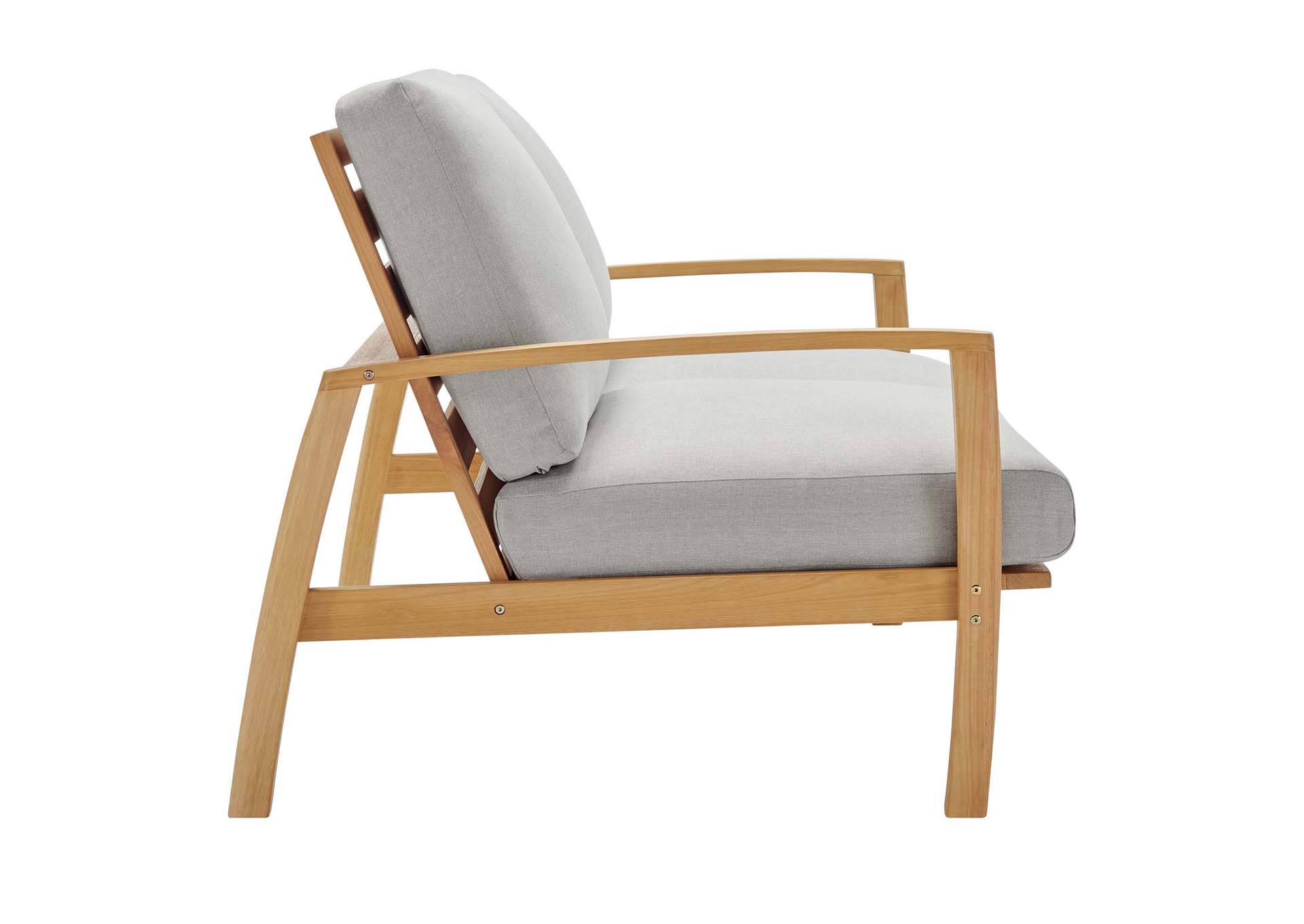 Natural Light Gray Orlean Outdoor Patio Eucalyptus Wood Loveseat,Modway