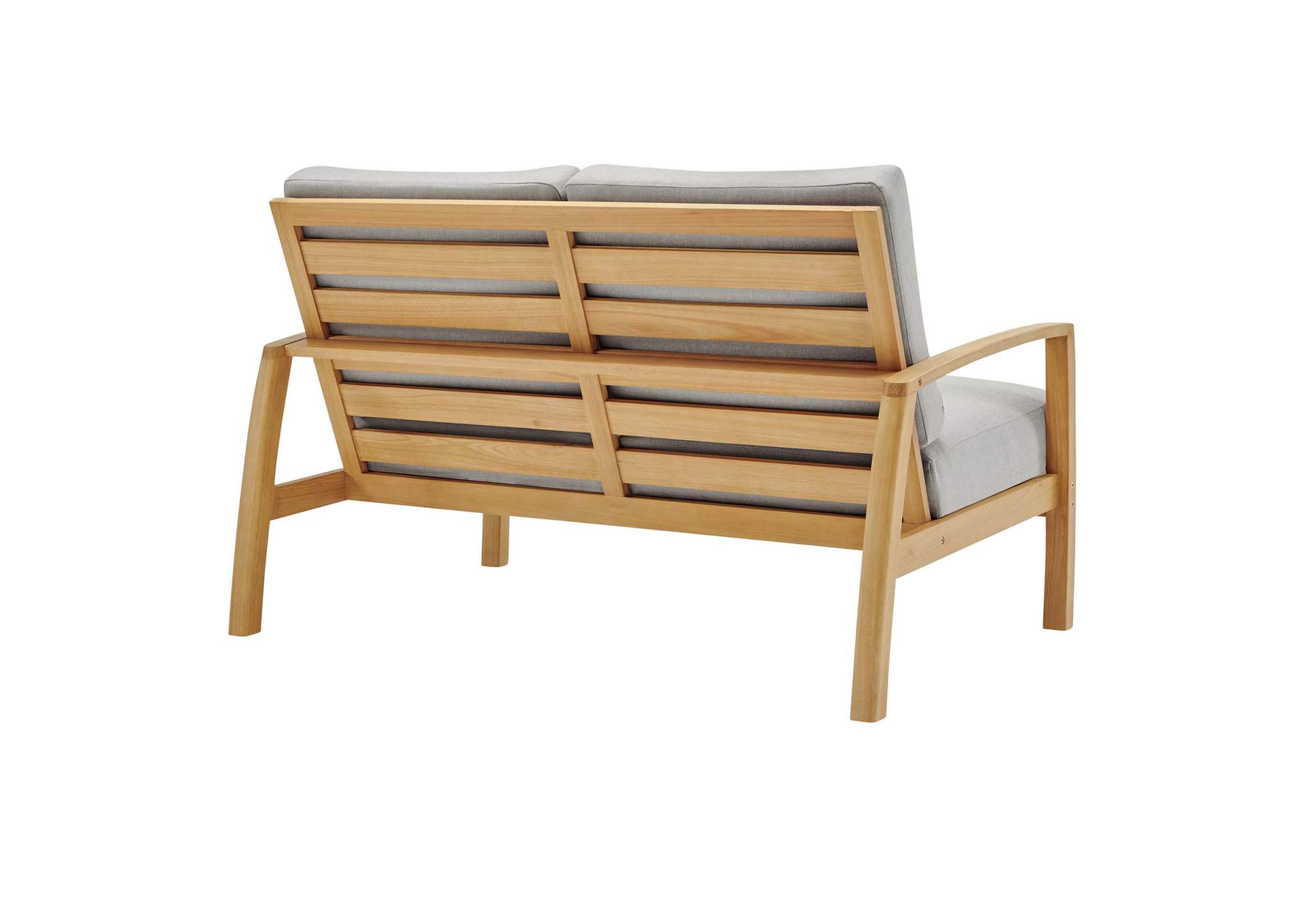 Natural Light Gray Orlean Outdoor Patio Eucalyptus Wood Loveseat,Modway