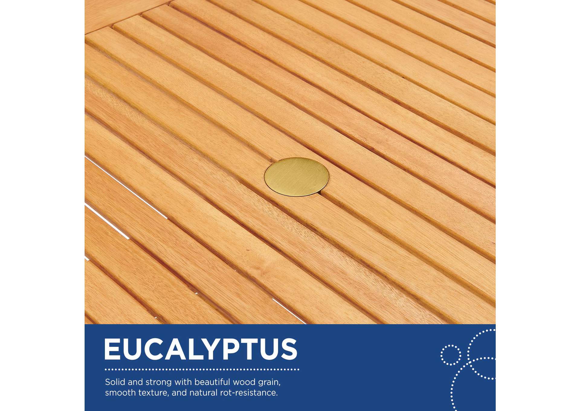 Natural Orlean 57" Outdoor Patio Eucalyptus Wood Dining Table,Modway