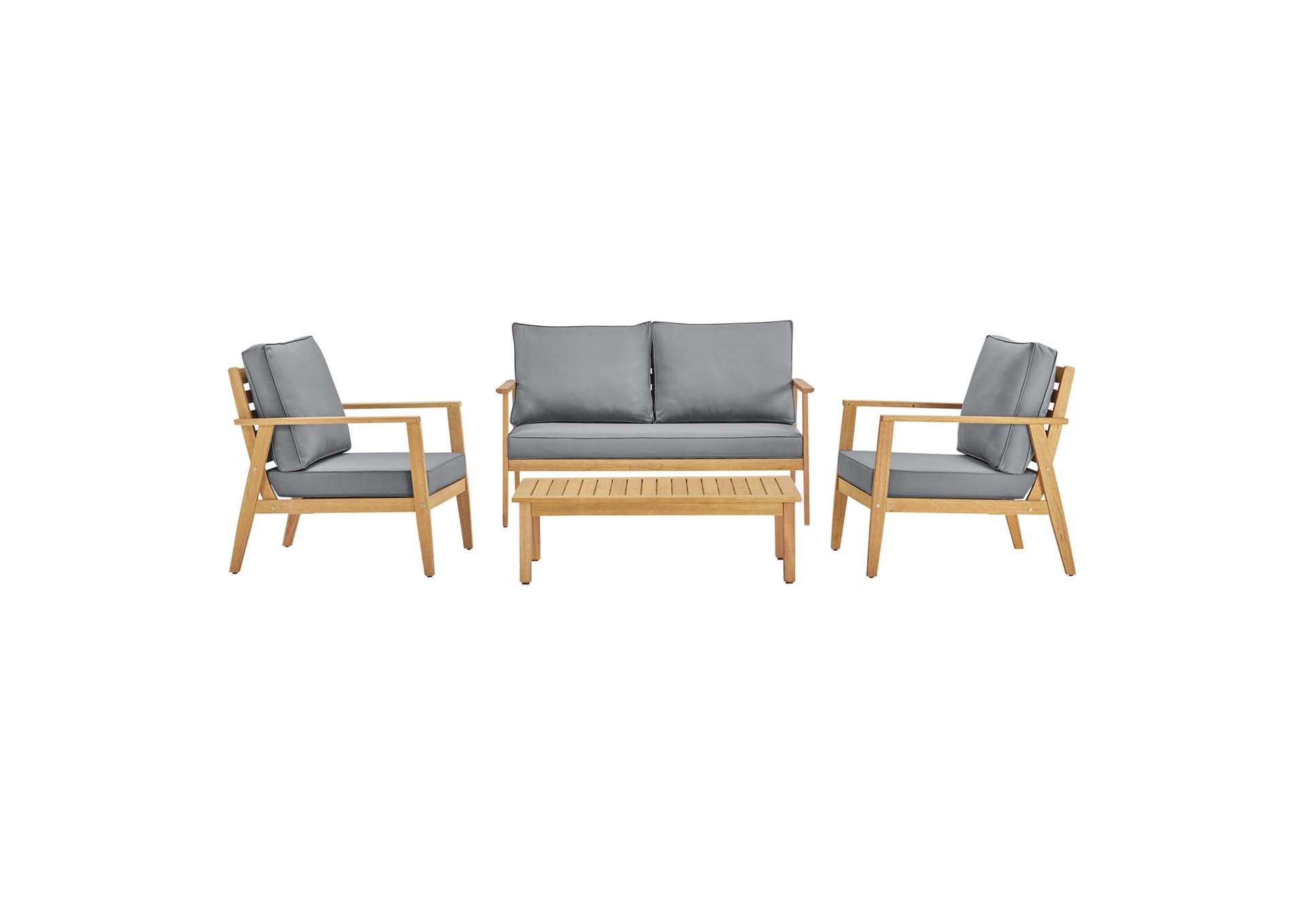 Natural Gray Syracuse Outdoor Patio Upholstered 4 Piece Furniture Set,Modway