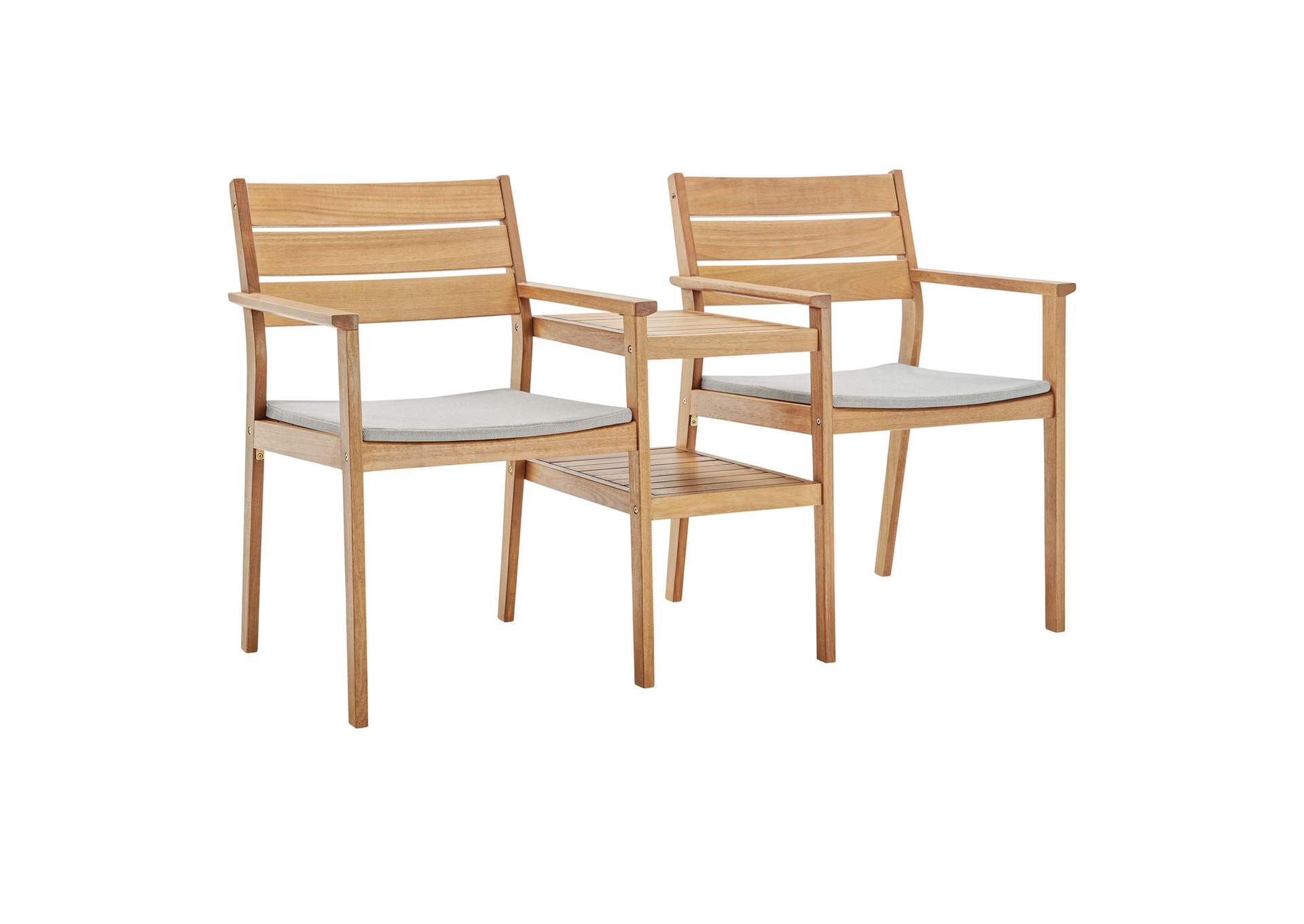 Natural Taupe Viewscape Outdoor Patio Ash Wood Jack and Jill Chair Set,Modway