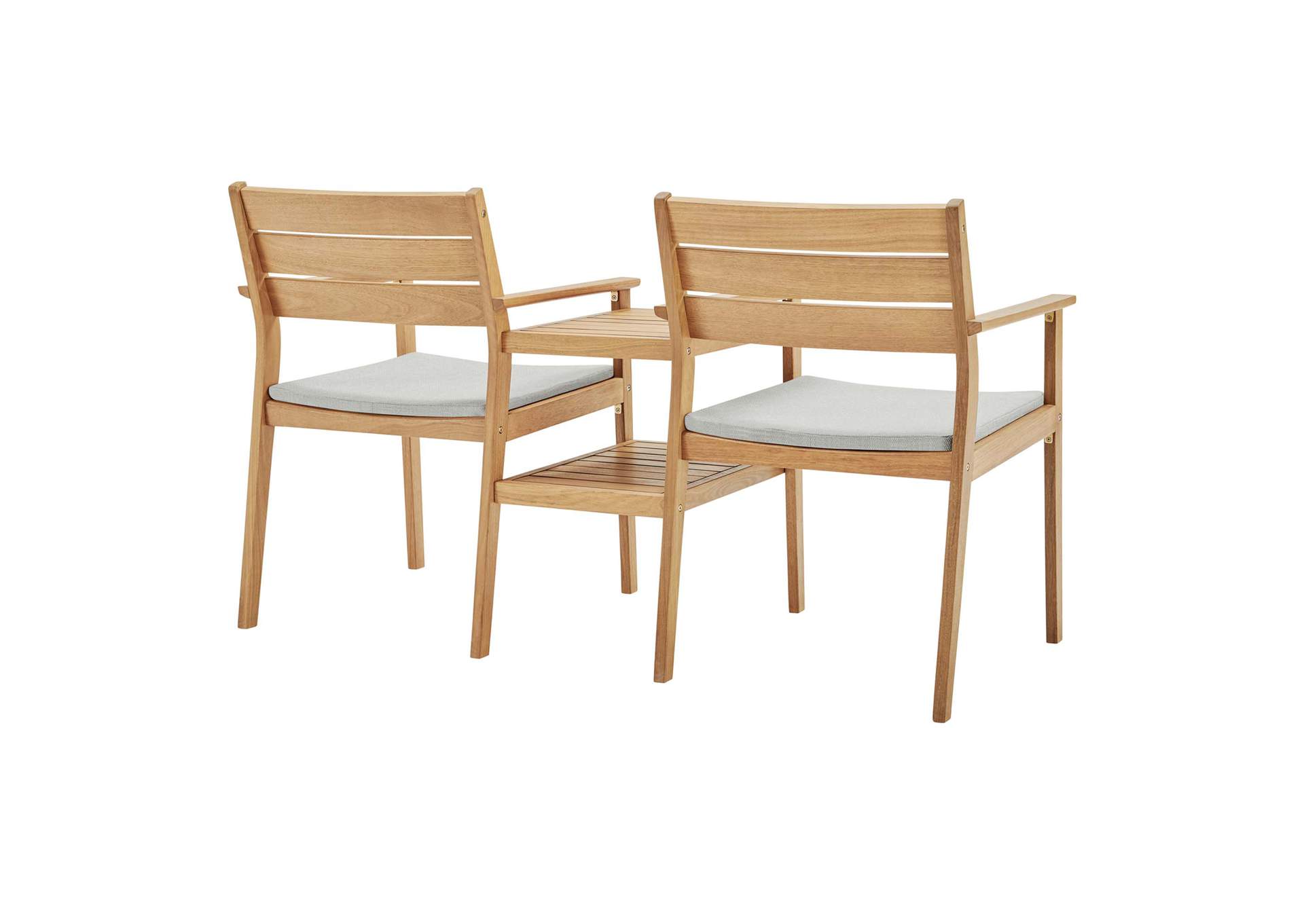 Natural Taupe Viewscape Outdoor Patio Ash Wood Jack and Jill Chair Set,Modway