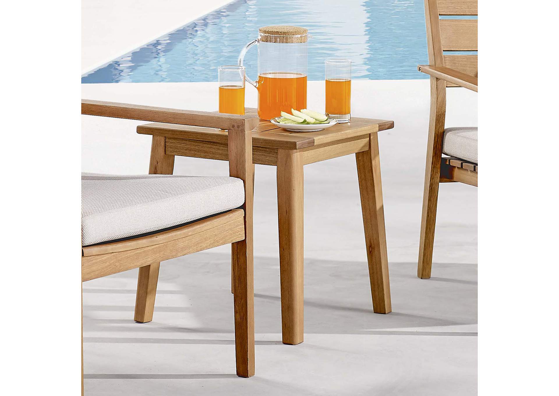 Natural Viewscape Outdoor Patio Ash Wood End Table,Modway