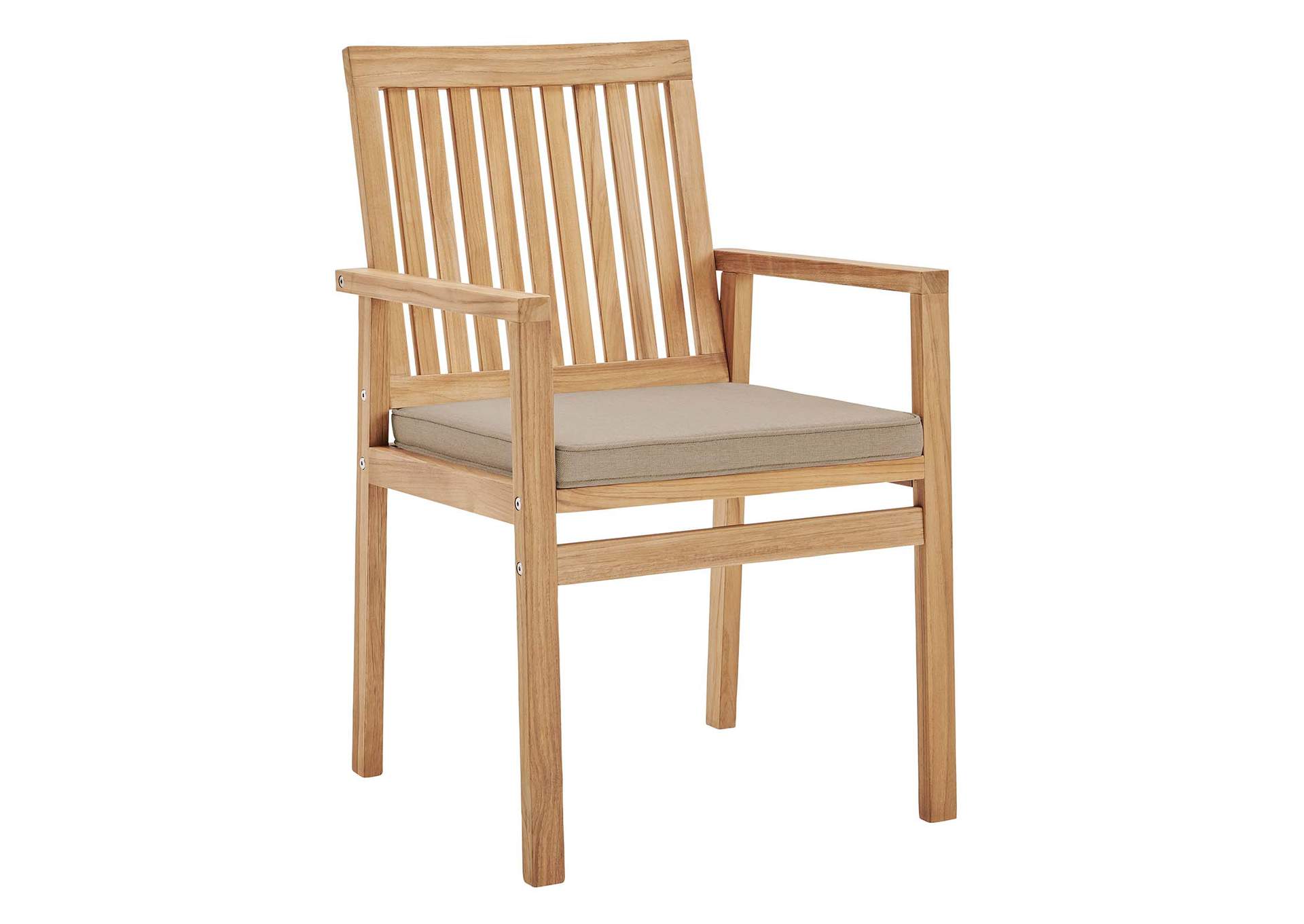 Natural Taupe Farmstay Outdoor Patio Teak Wood Arm Dining Chair,Modway