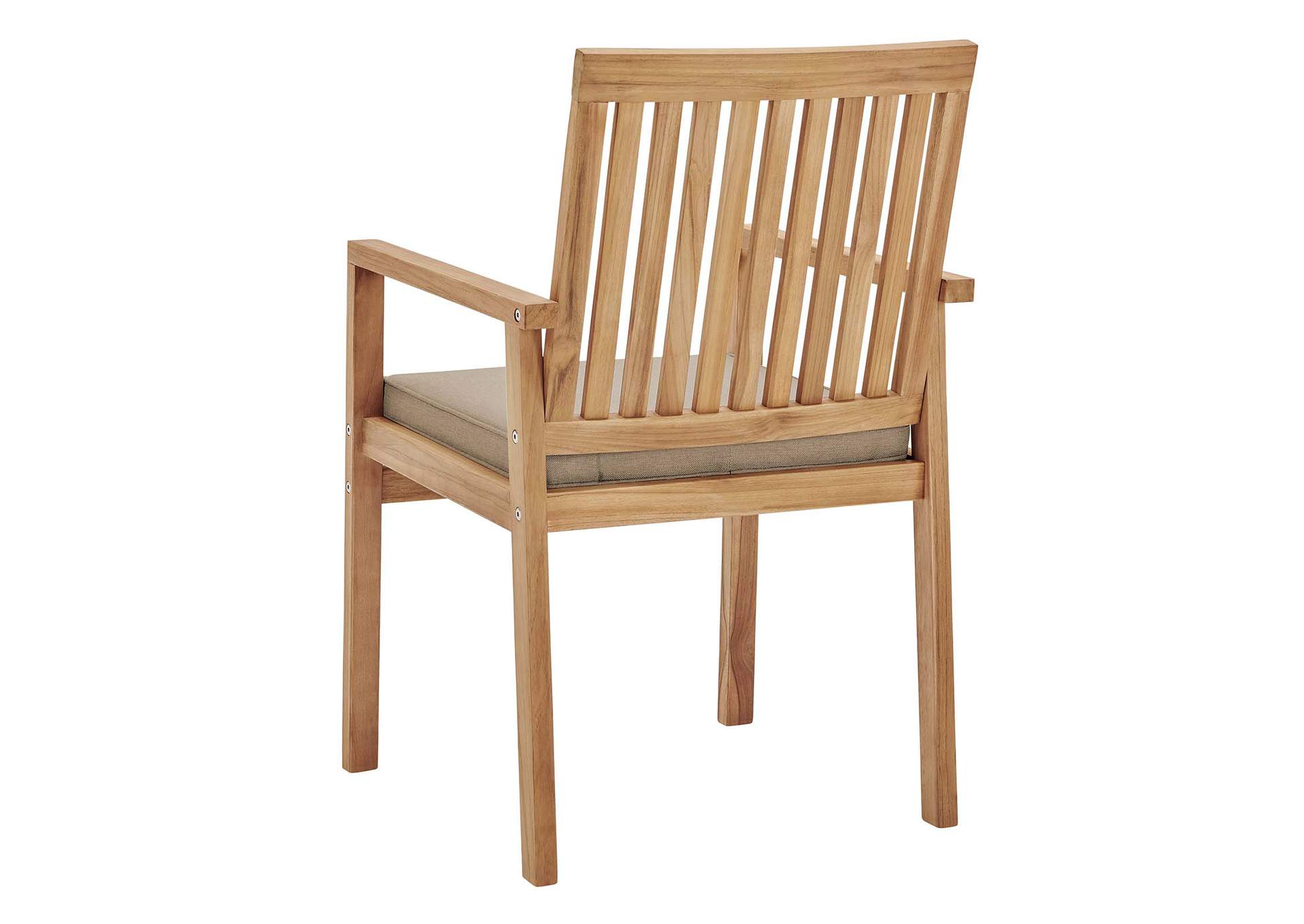 Natural Taupe Farmstay Outdoor Patio Teak Wood Arm Dining Chair,Modway