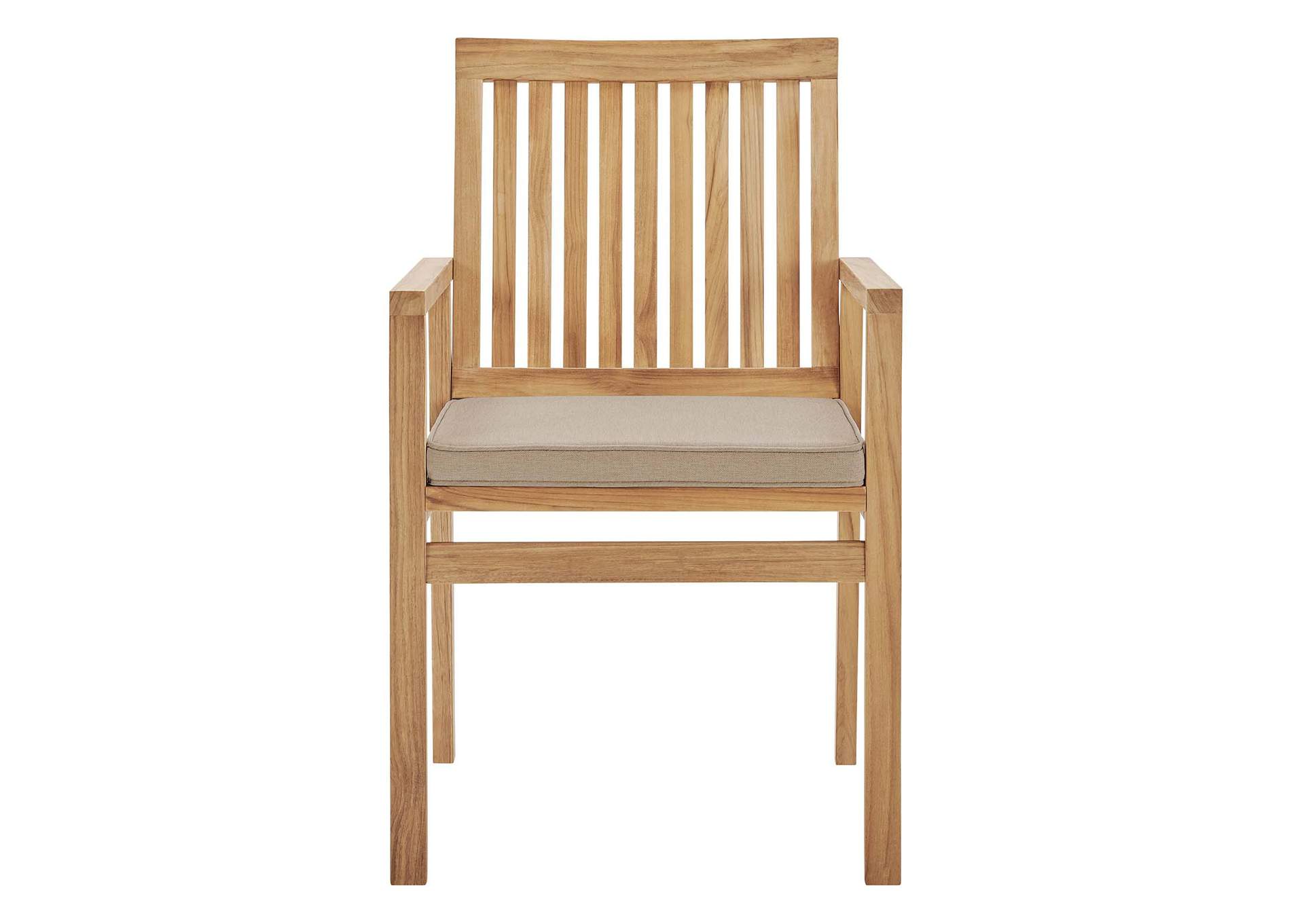 Natural Taupe Farmstay Outdoor Patio Teak Wood Arm Dining Chair,Modway