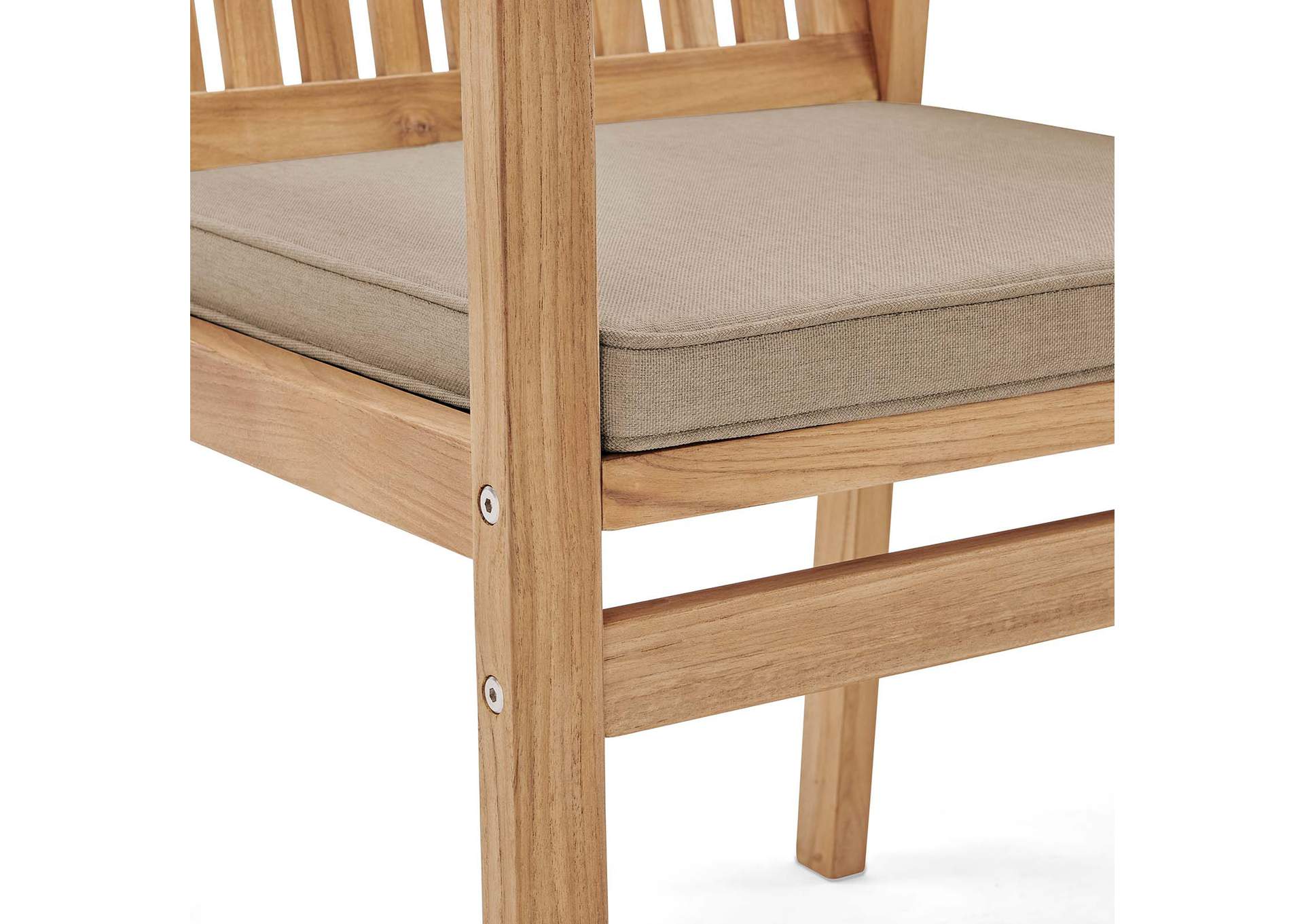 Natural Taupe Farmstay Outdoor Patio Teak Wood Arm Dining Chair,Modway