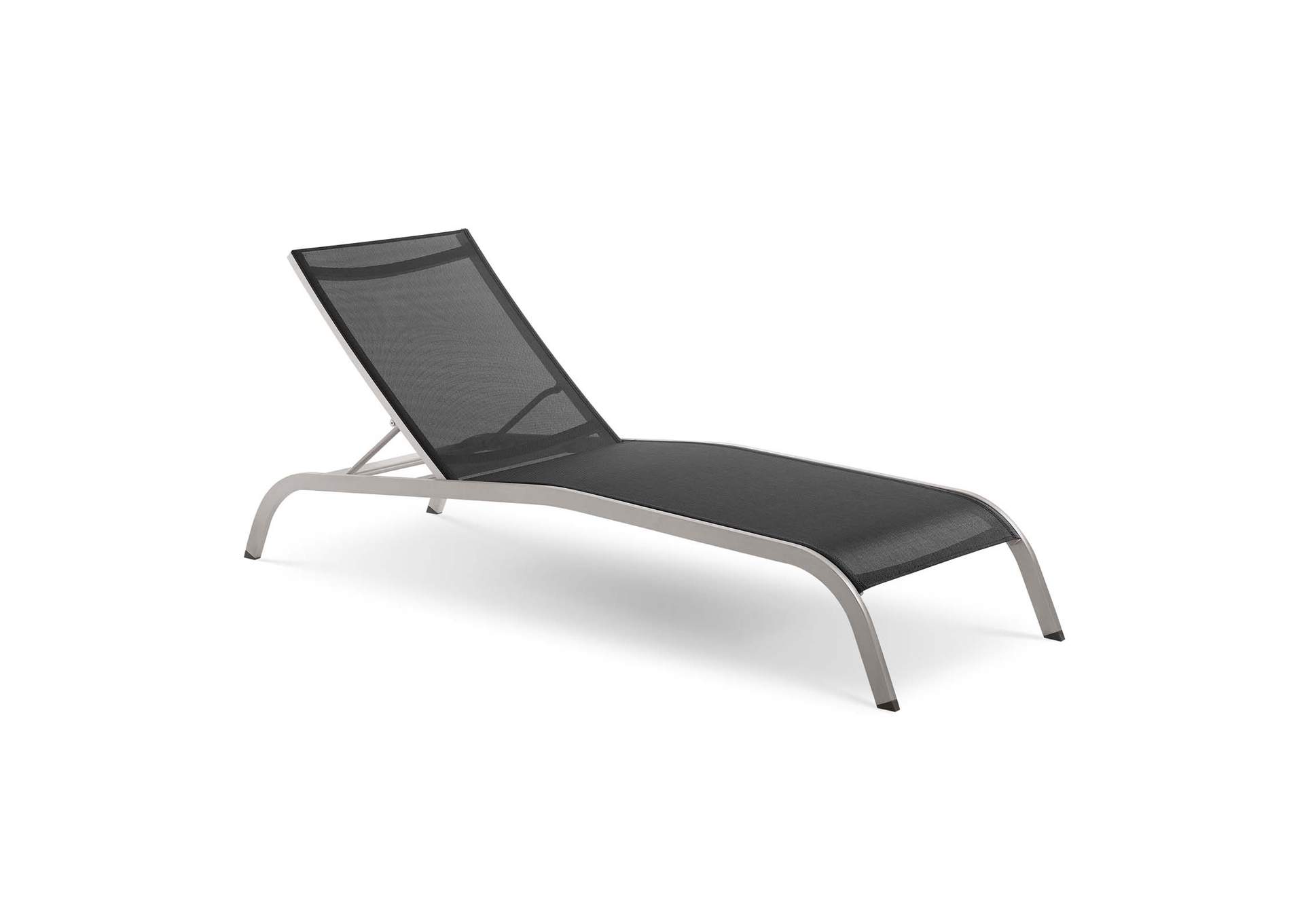 Black Savannah Mesh Chaise Outdoor Patio Aluminum Lounge Chair,Modway