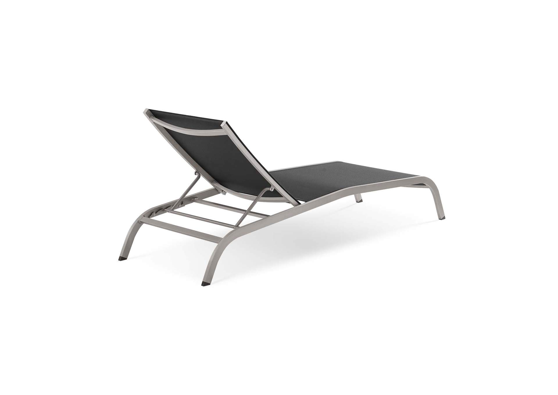 Black Savannah Mesh Chaise Outdoor Patio Aluminum Lounge Chair,Modway