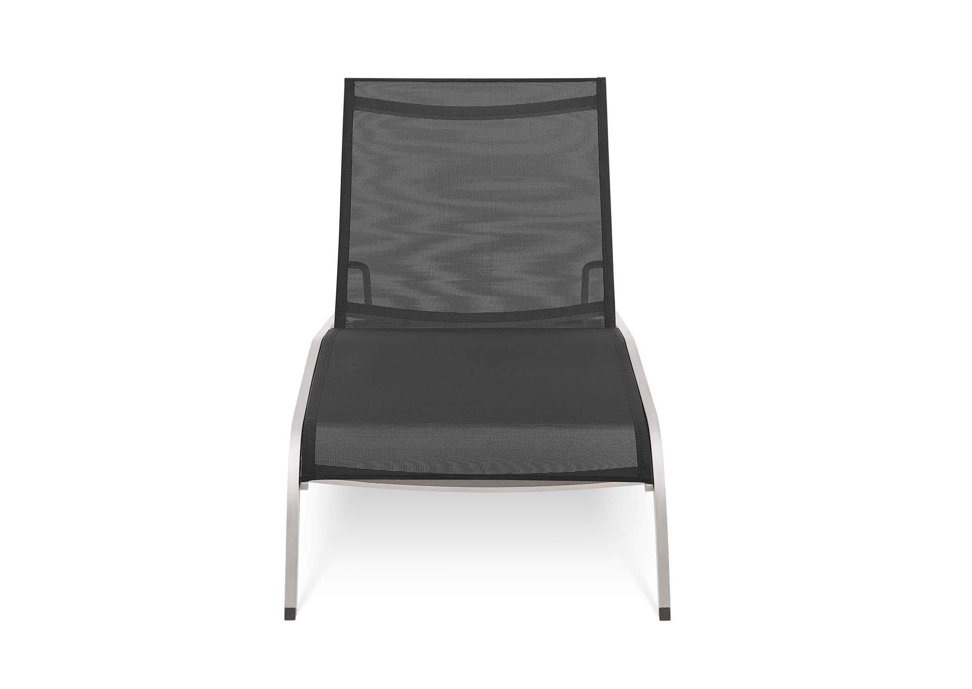 Black Savannah Mesh Chaise Outdoor Patio Aluminum Lounge Chair,Modway